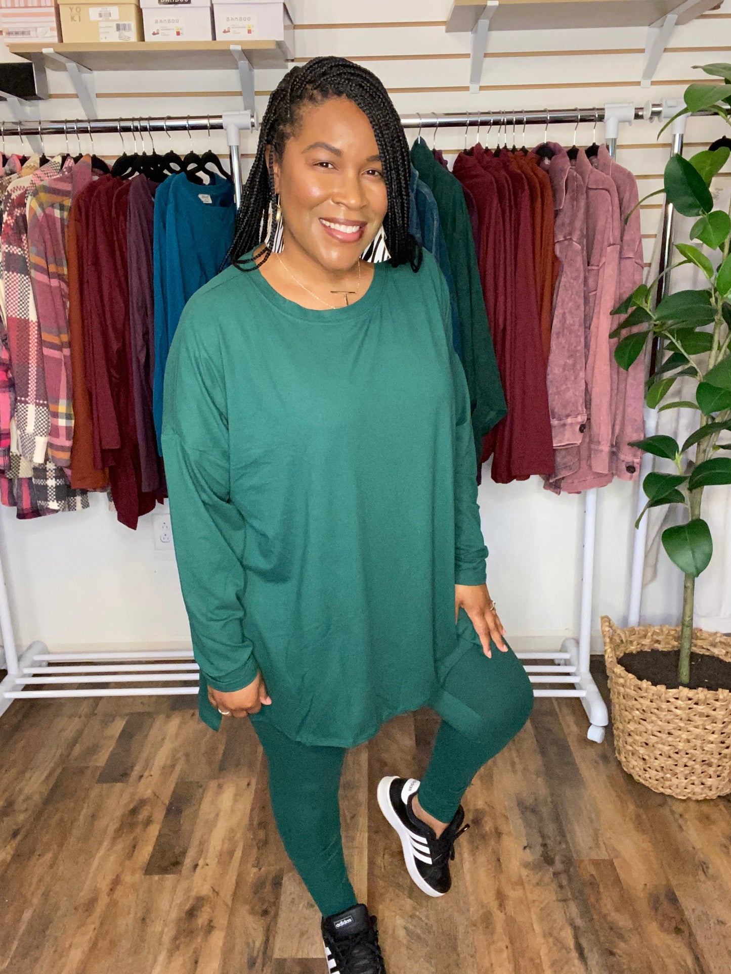 Long Sleeve Dark Green Lounge Set