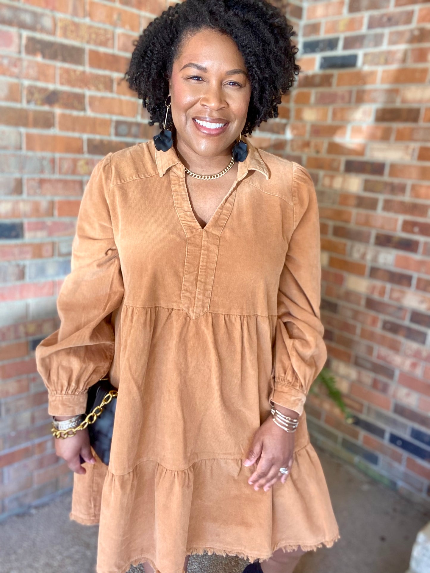 Camel Corduroy Dress