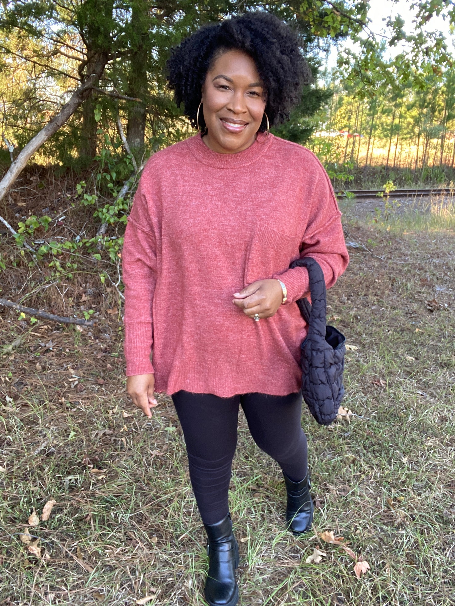 Rust Front Pocket Sweater