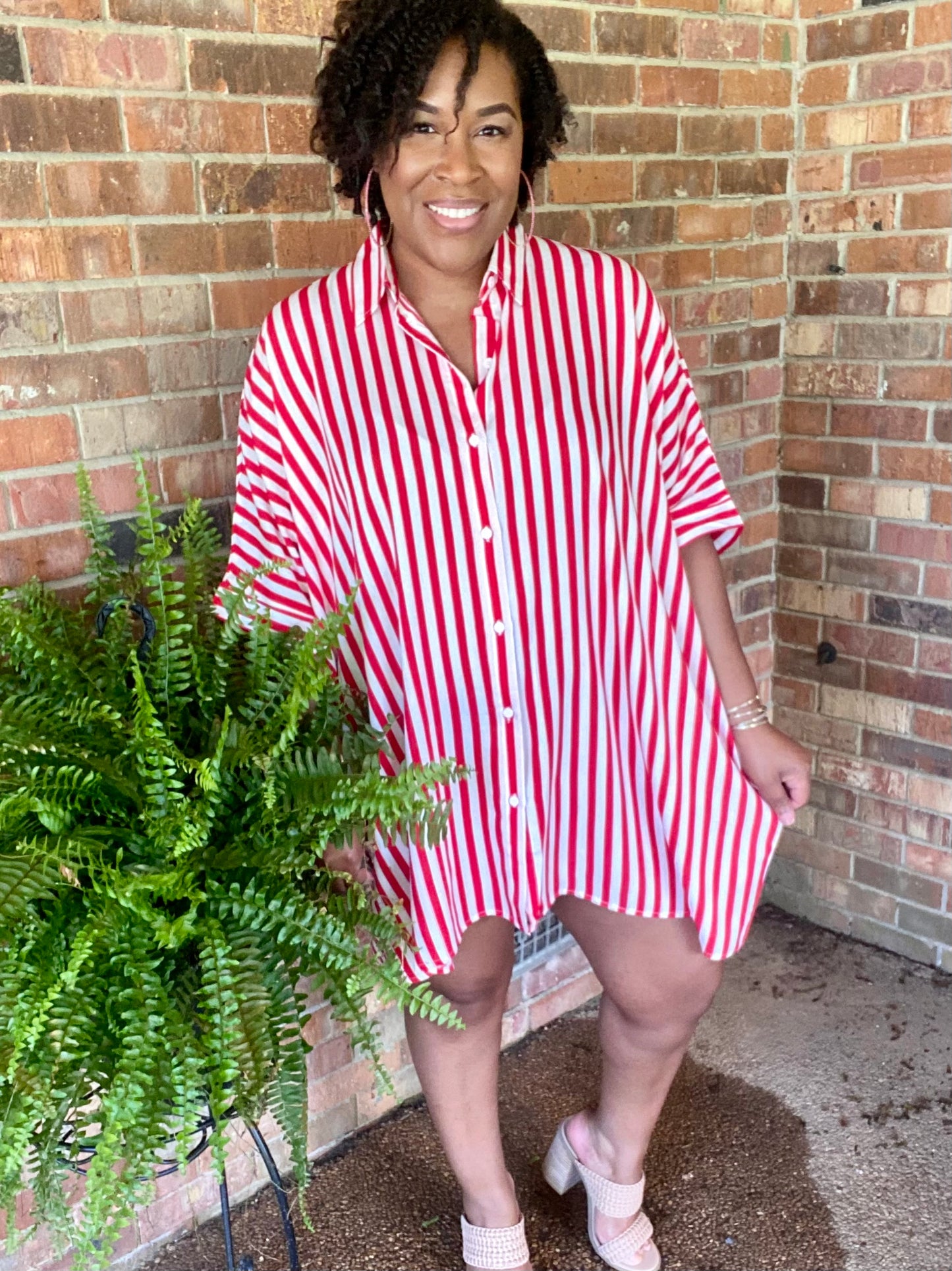 Red Vibe Shirt Dress