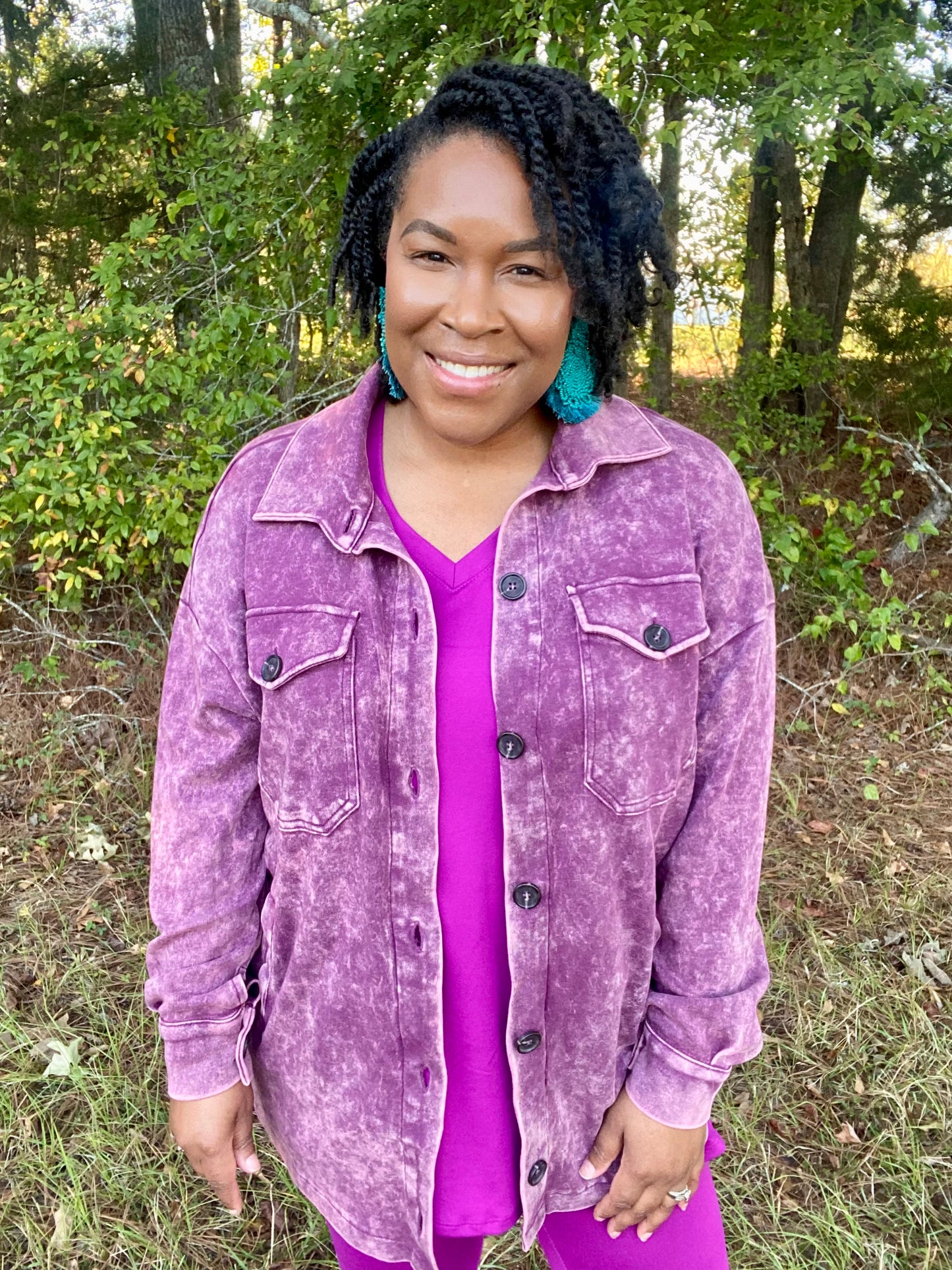 Plum Acid Wash Shacket