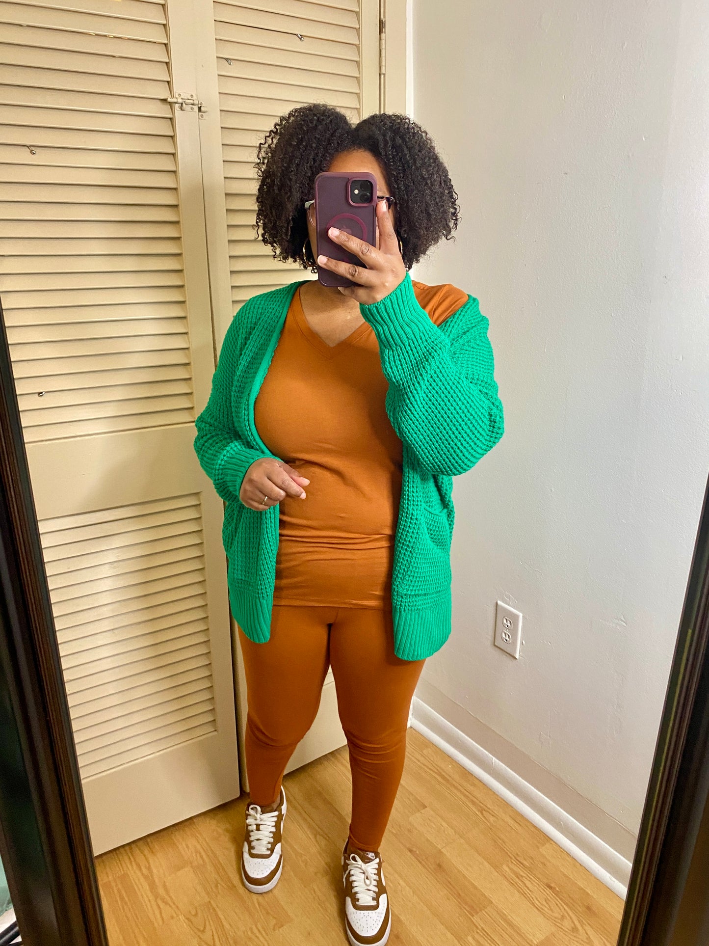 Kelly Green Waffle Cardigan