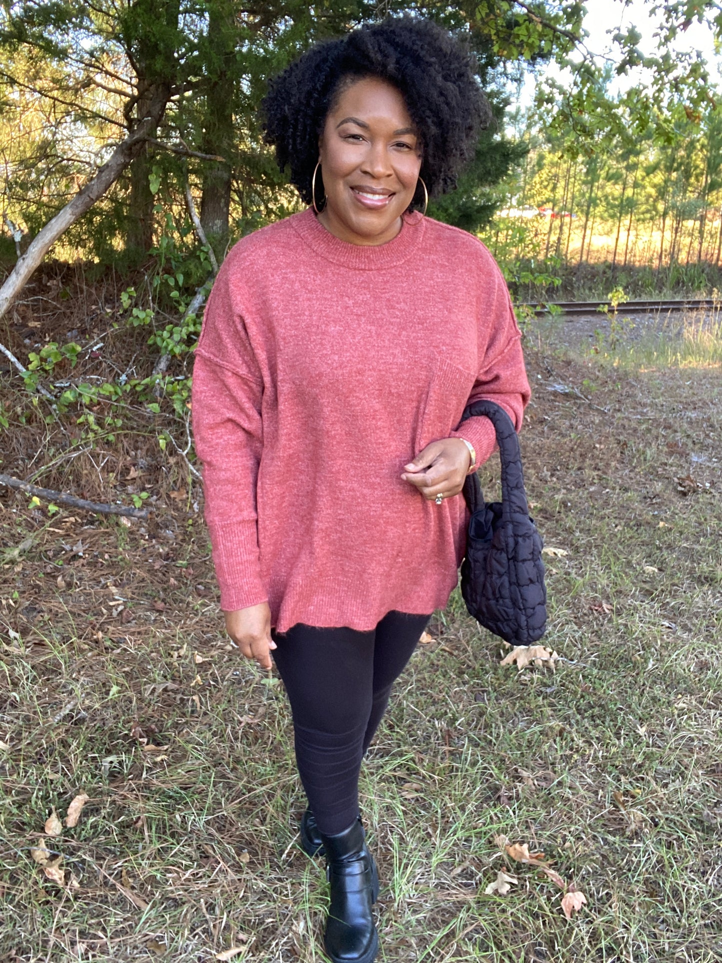 Rust Front Pocket Sweater