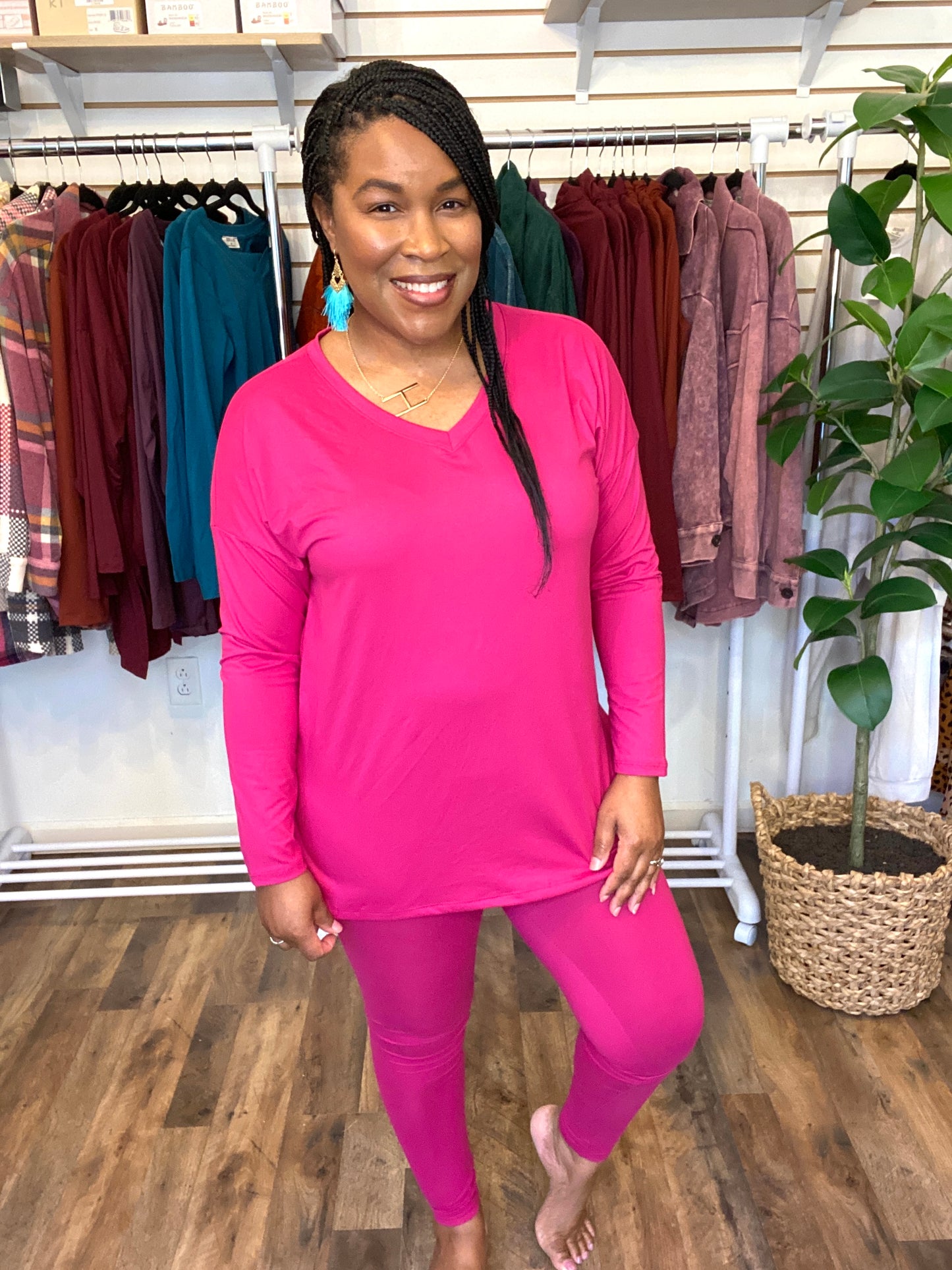 Pink Long Sleeve Lounge Set