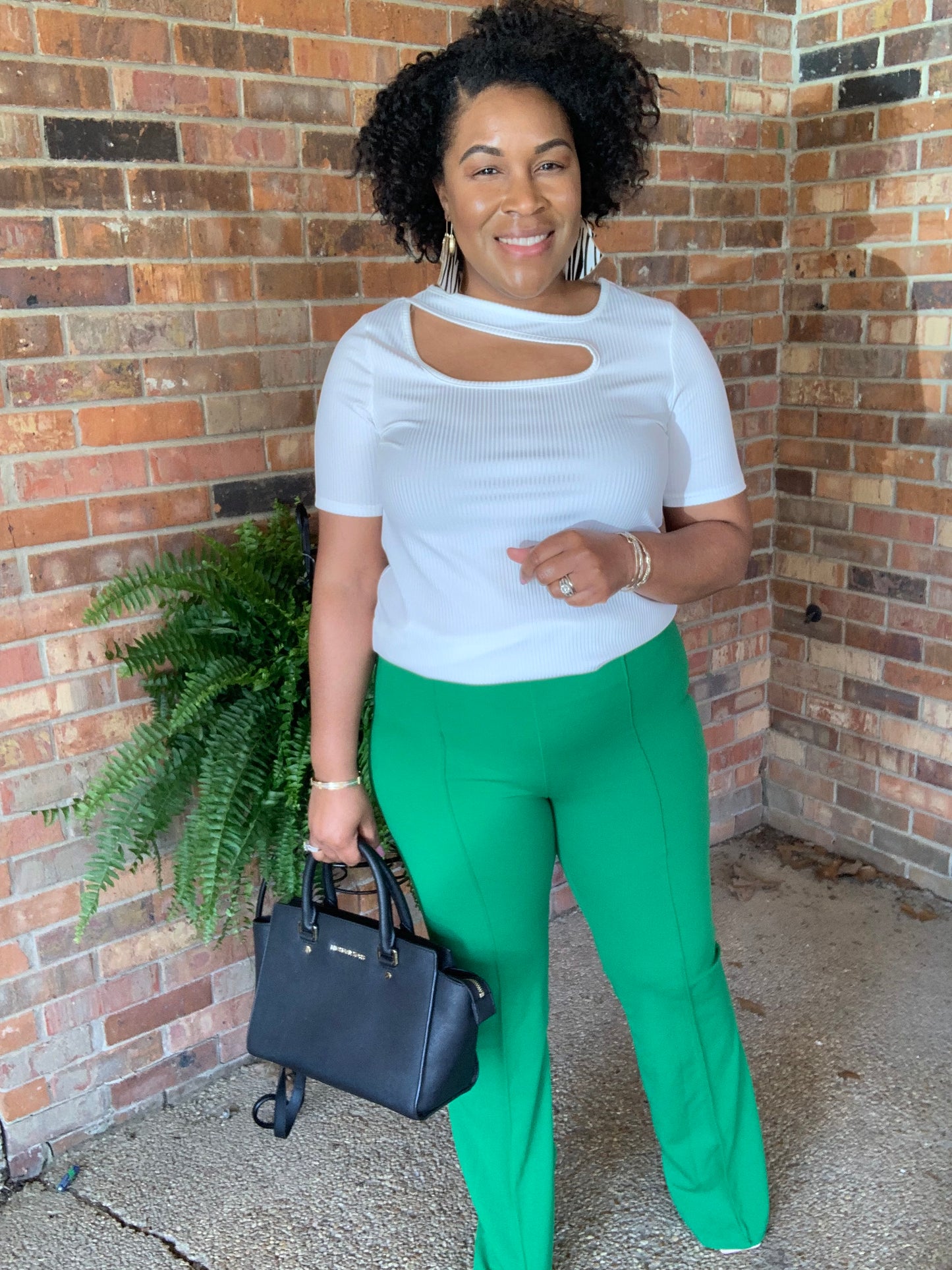 Green Bell Bottom Pants