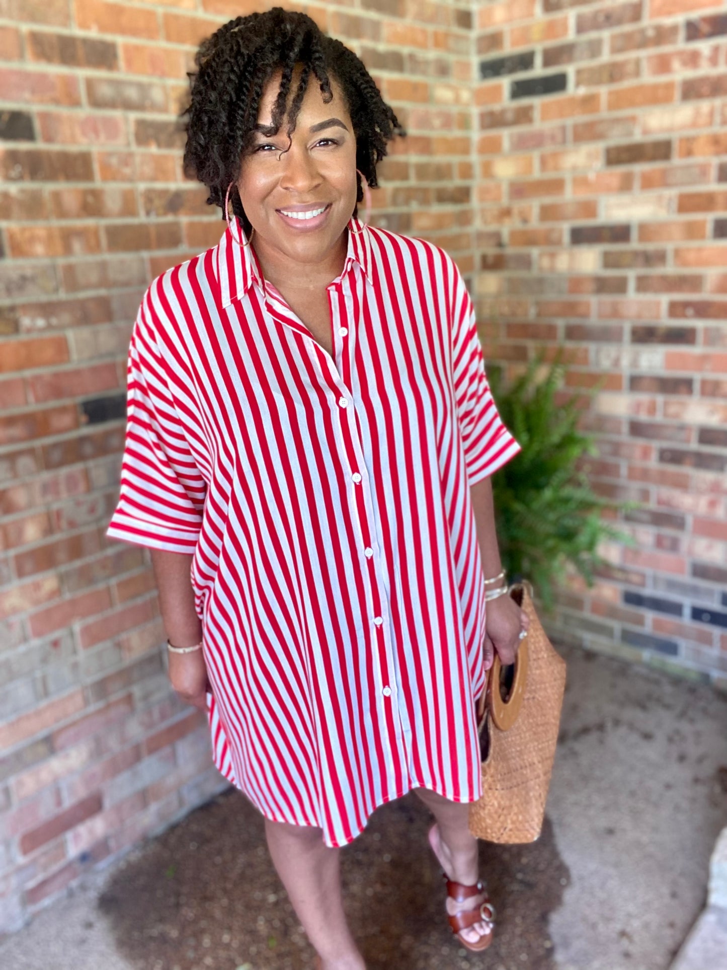 Red Vibe Shirt Dress
