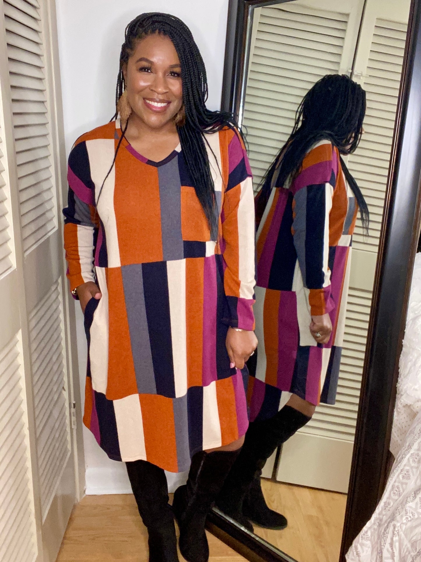 Rust Color Block Dress