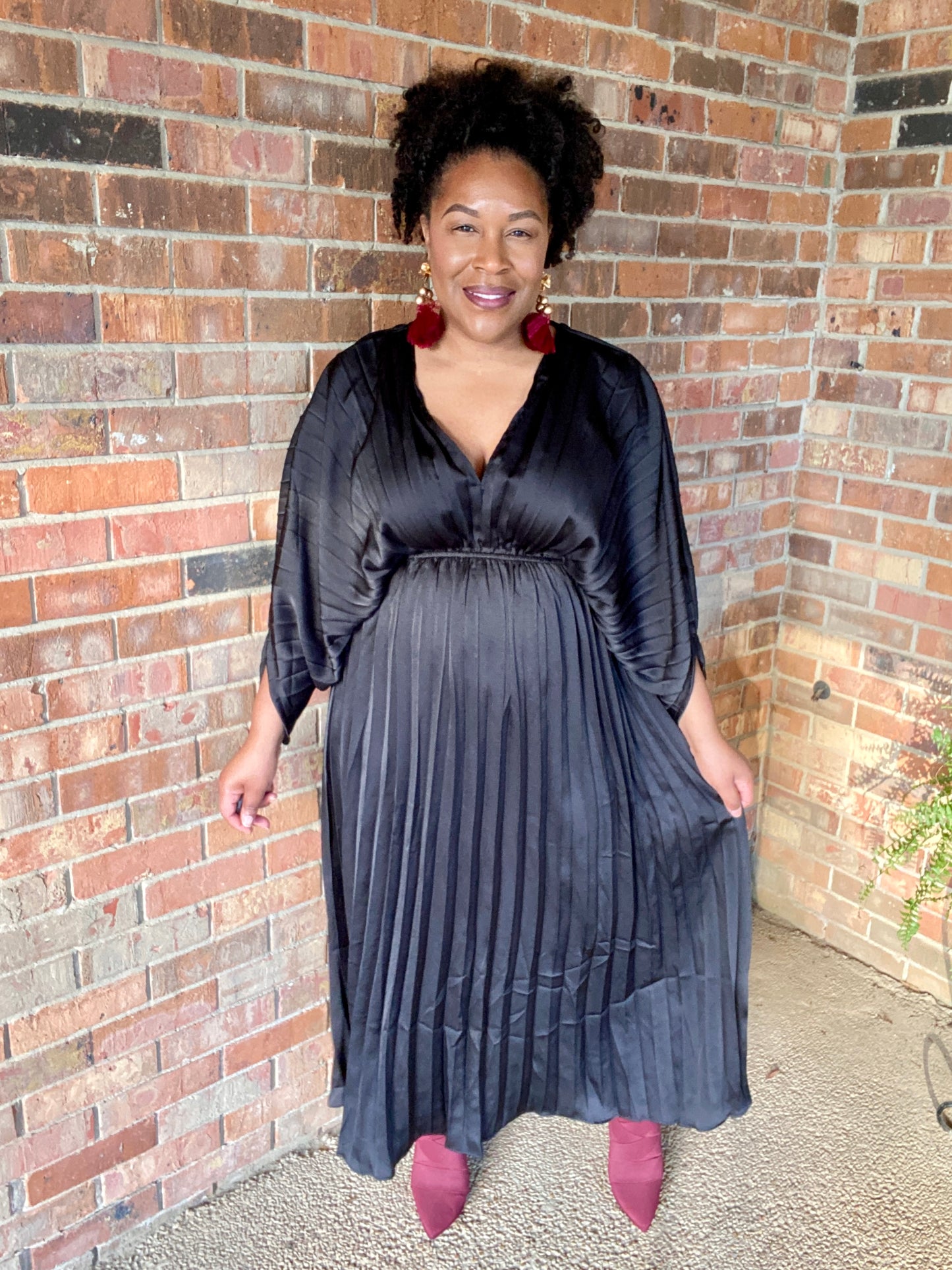 Pleated Satin Dress