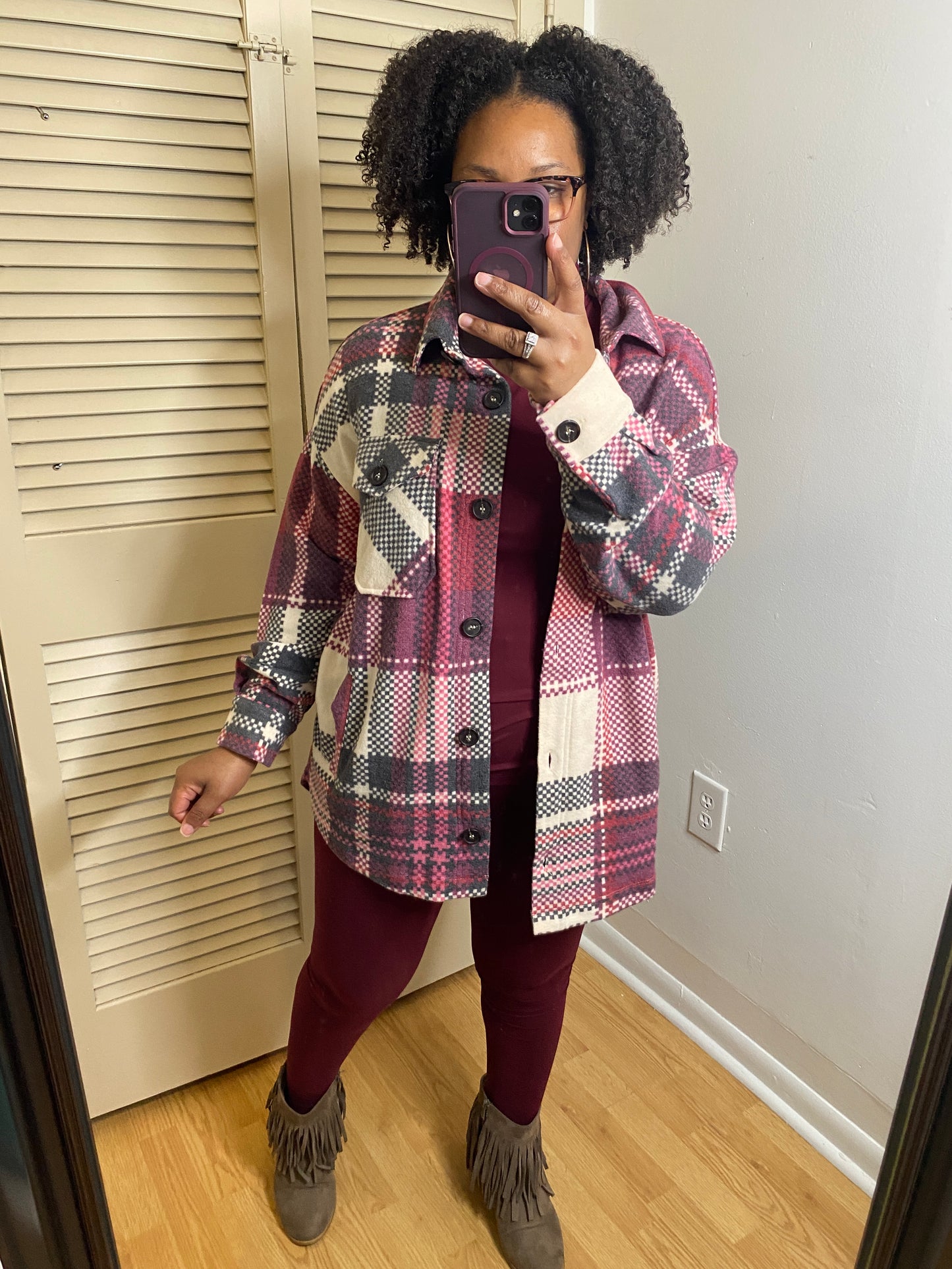 Fleece Magenta Shacket