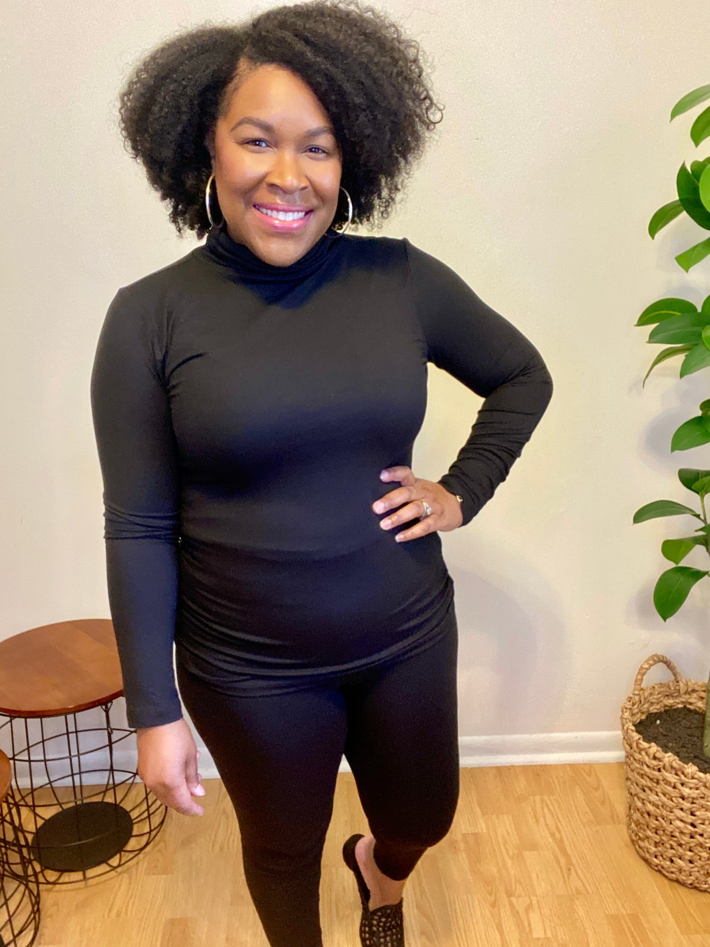 Black Mock Neck Set