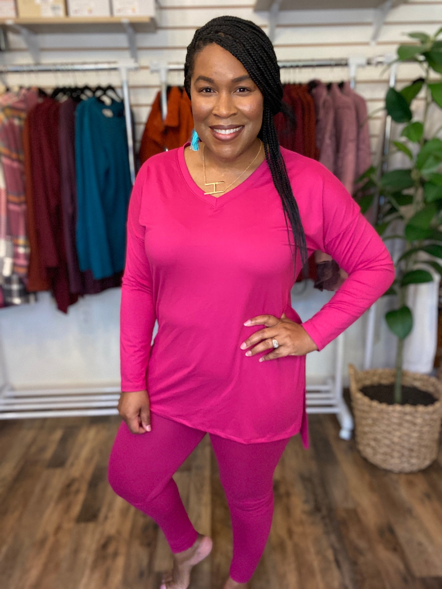 Pink Long Sleeve Lounge Set