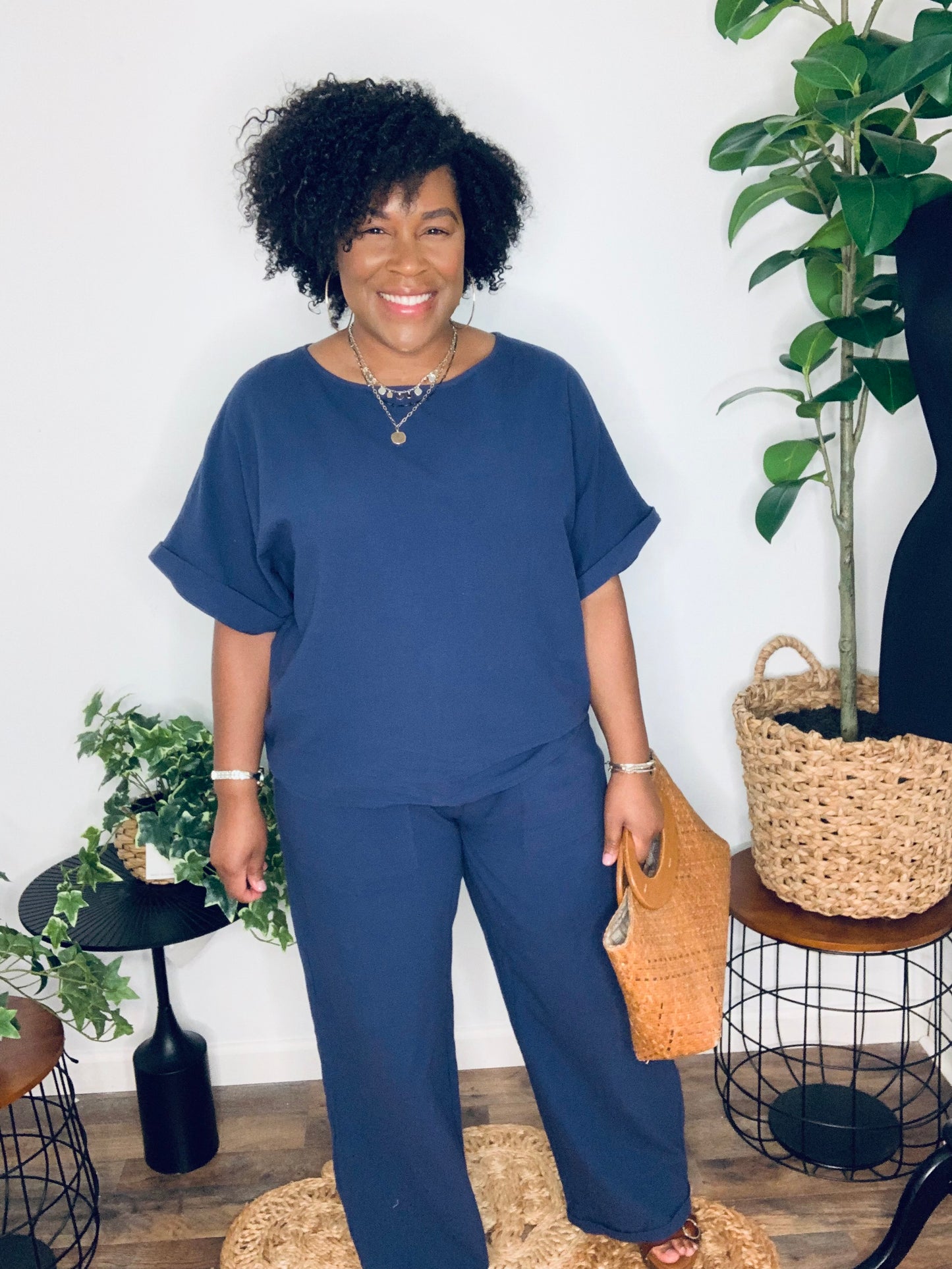 Preorder: Linen Cotton Blend Pants Set
