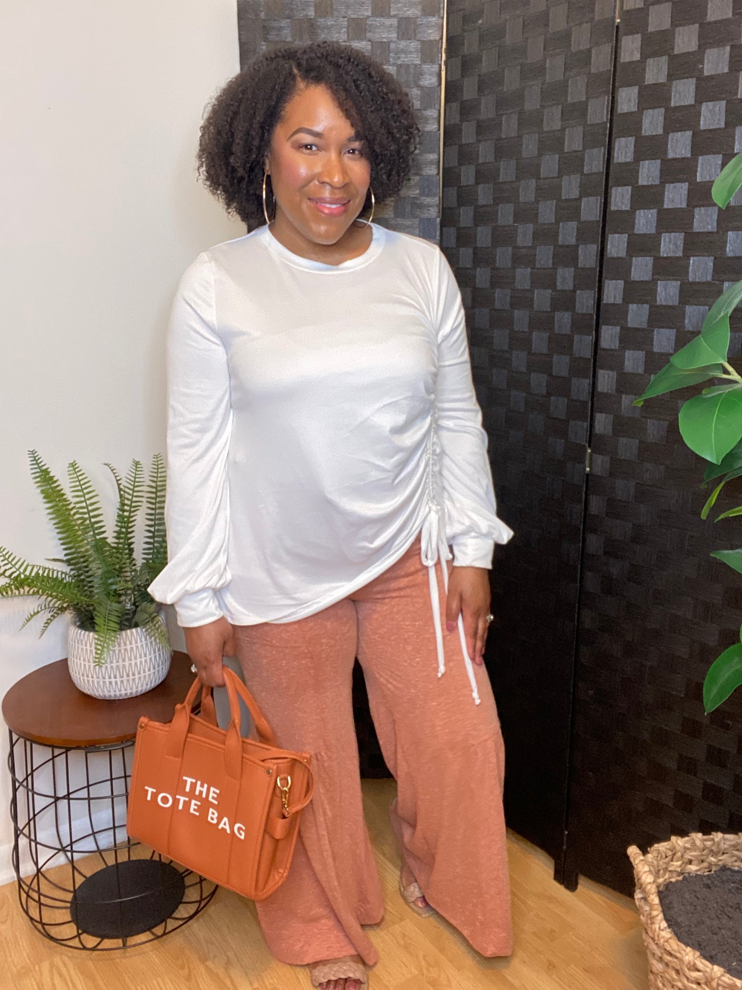 Cotton Flare Pants - Rust