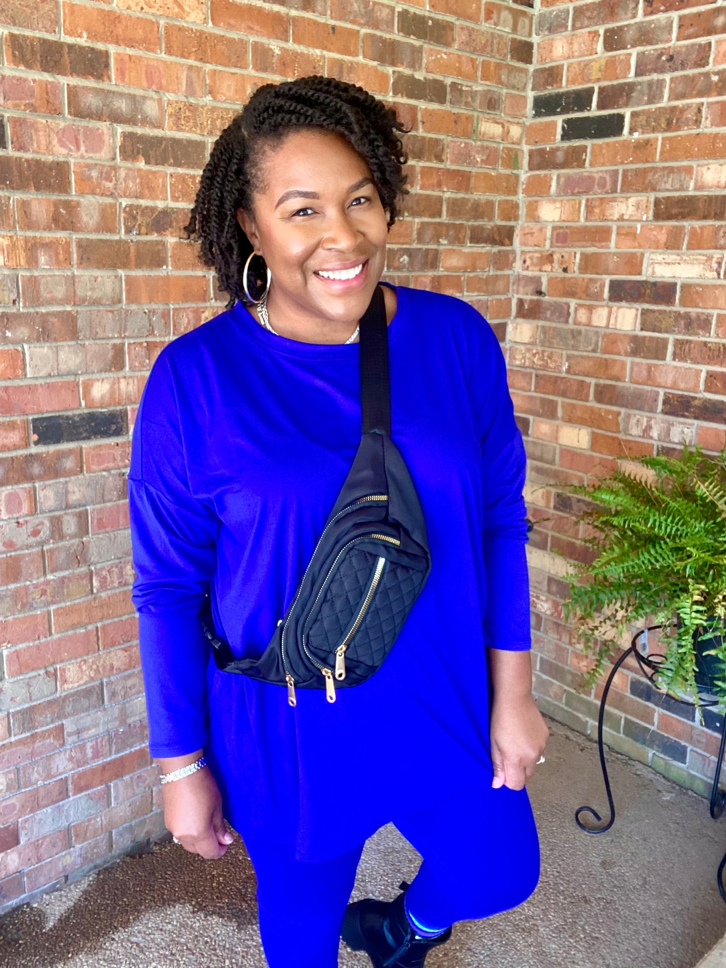 Long Sleeve Bright Blue Lounge Set (Plus)