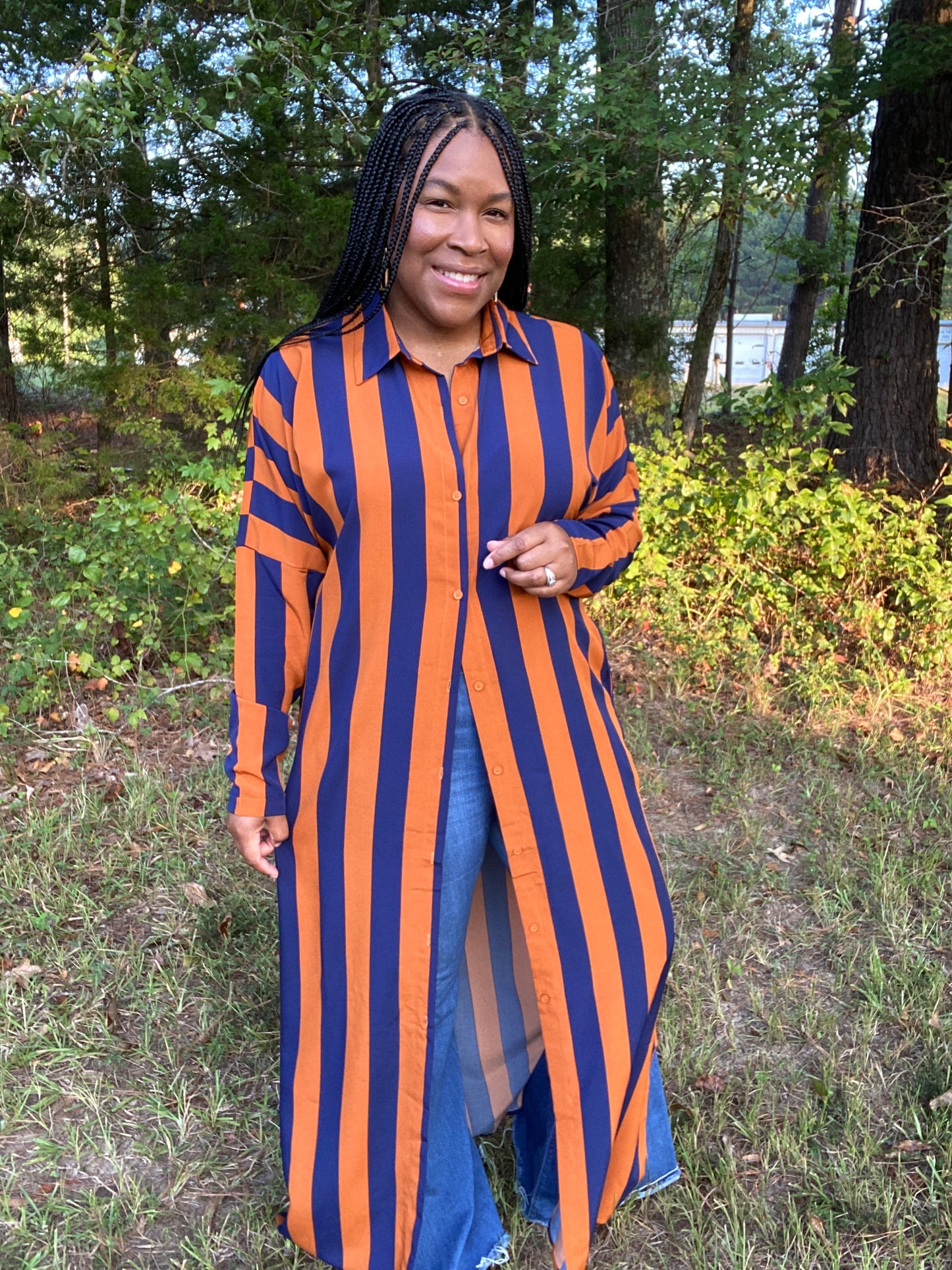It's a Vibe Shirt Dress Navy & Gold