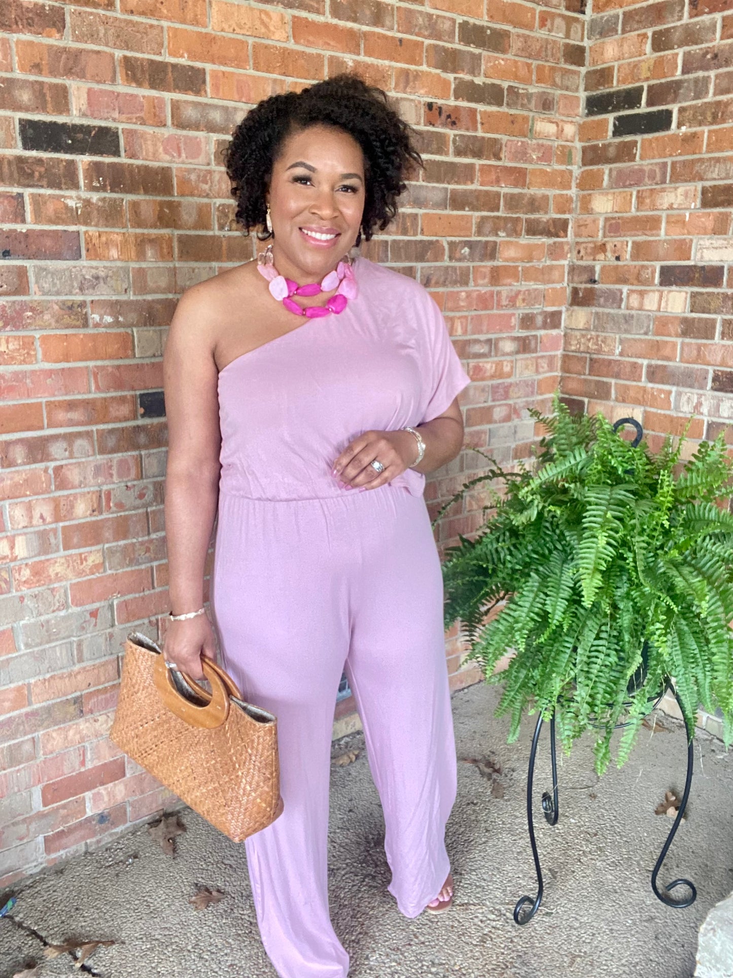 Mauve One Shoulder Jumpsuit