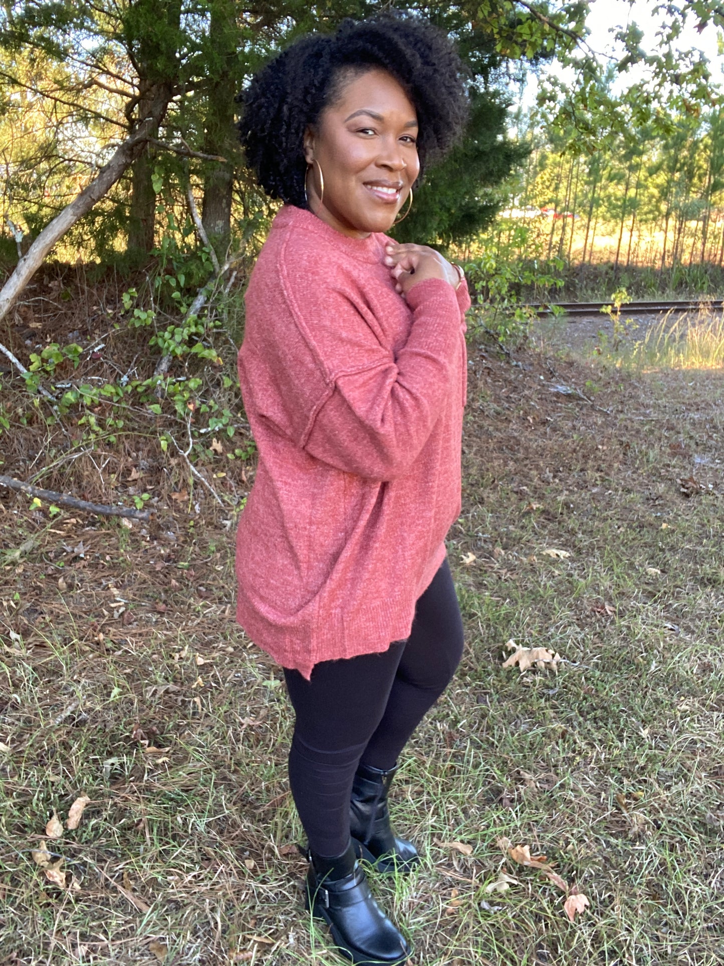 Rust Front Pocket Sweater
