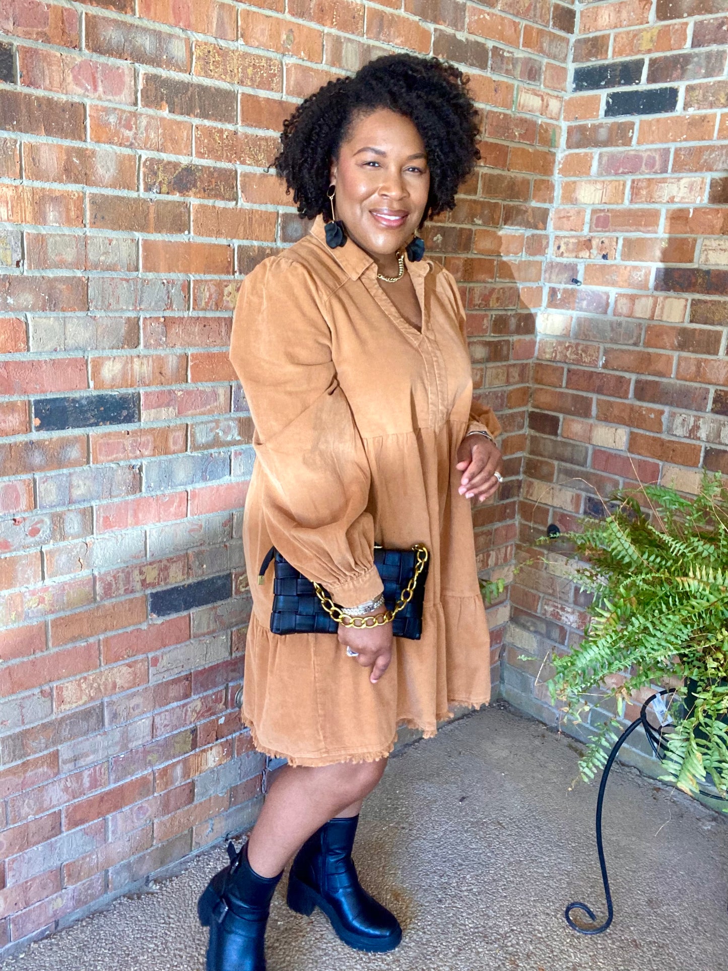 Camel Corduroy Dress
