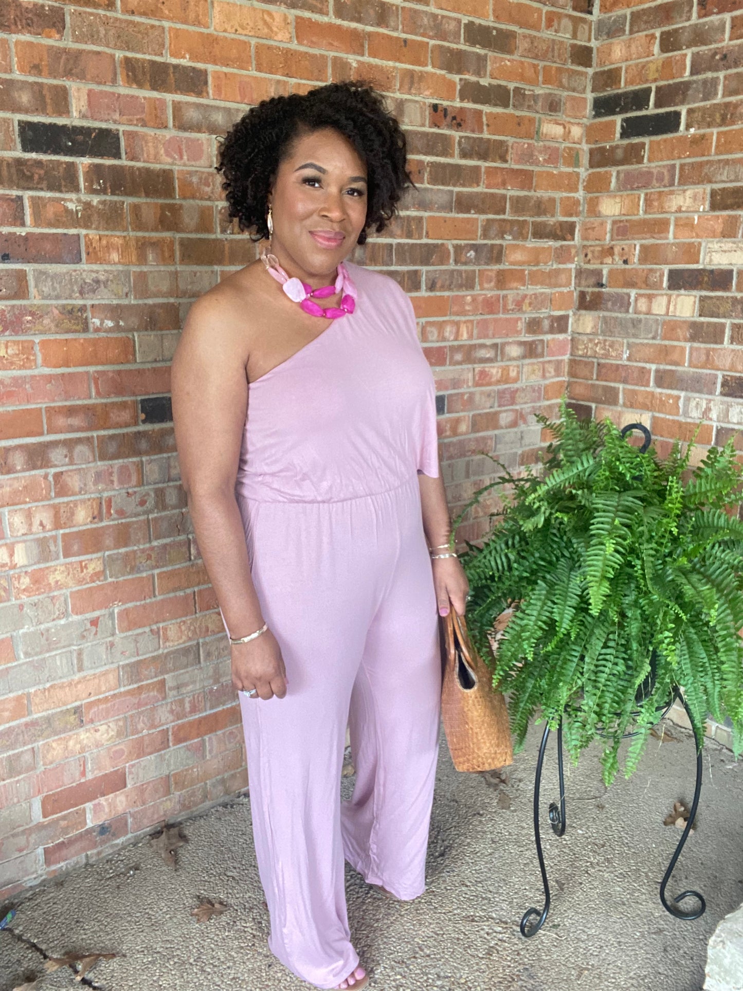 Mauve One Shoulder Jumpsuit