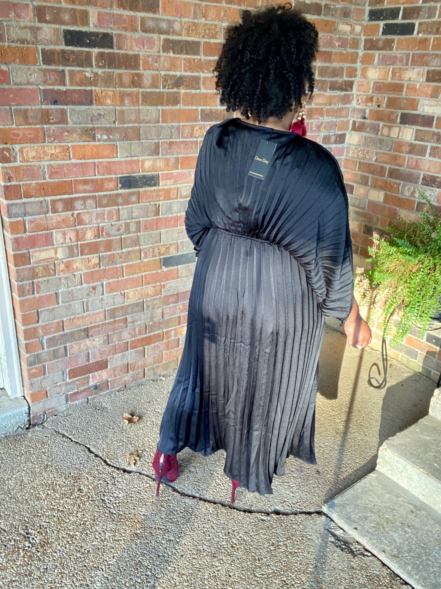 Pleated Satin Dress