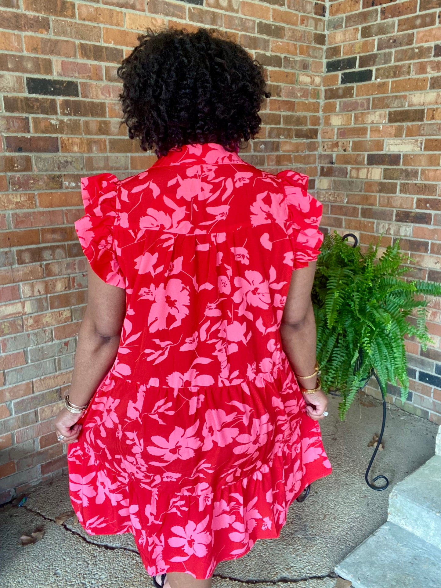 Pink & Red Tiered Dress