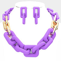 Solid Color Open Rectangle Link Necklace