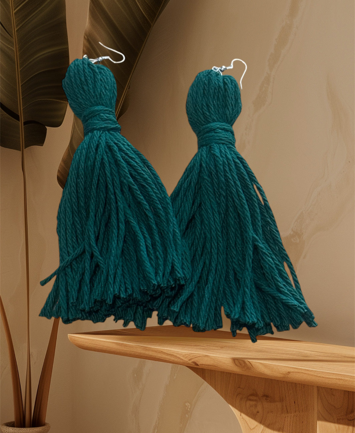 Green Yarn earrings