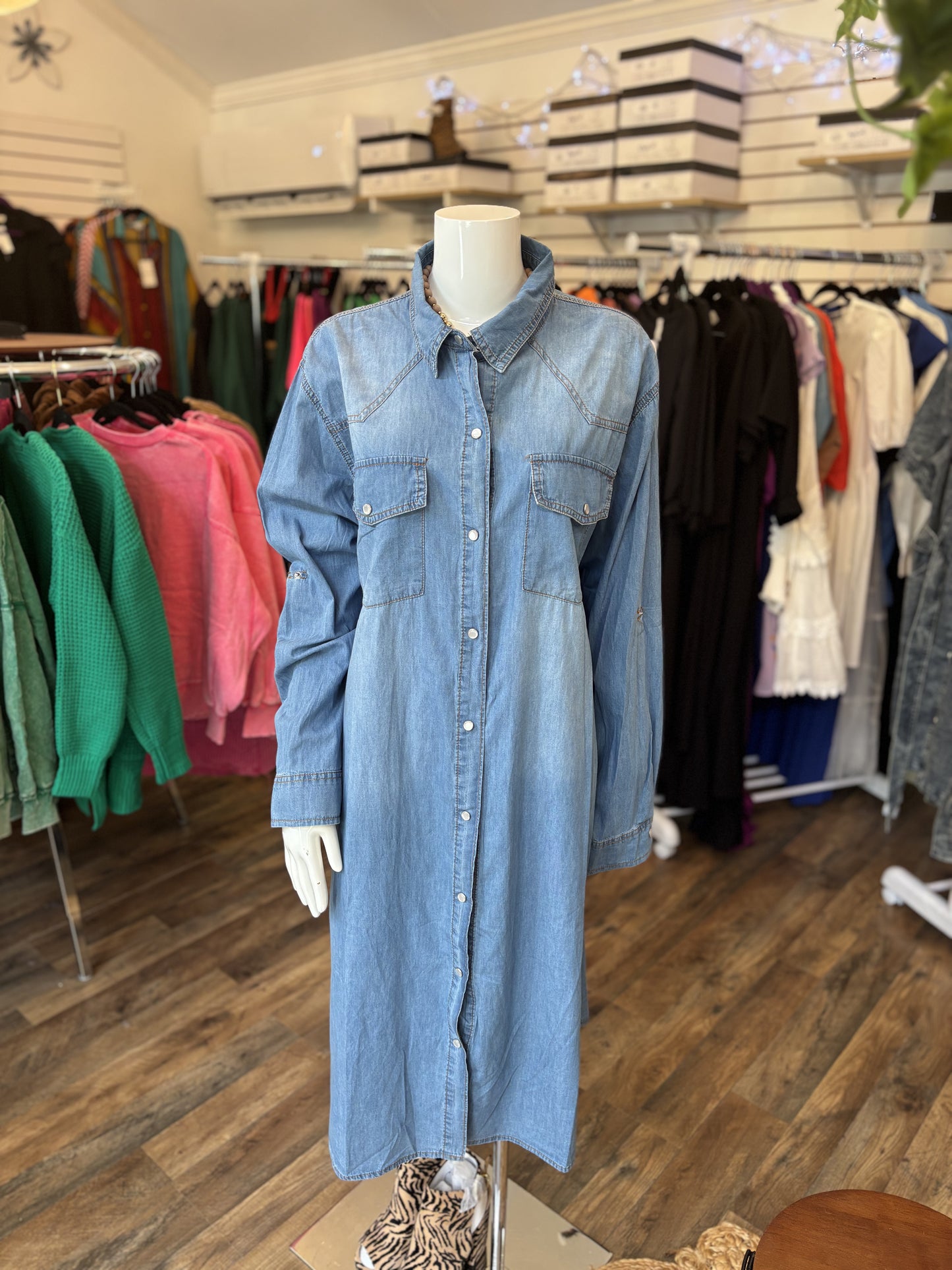 Button Down Denim Dress