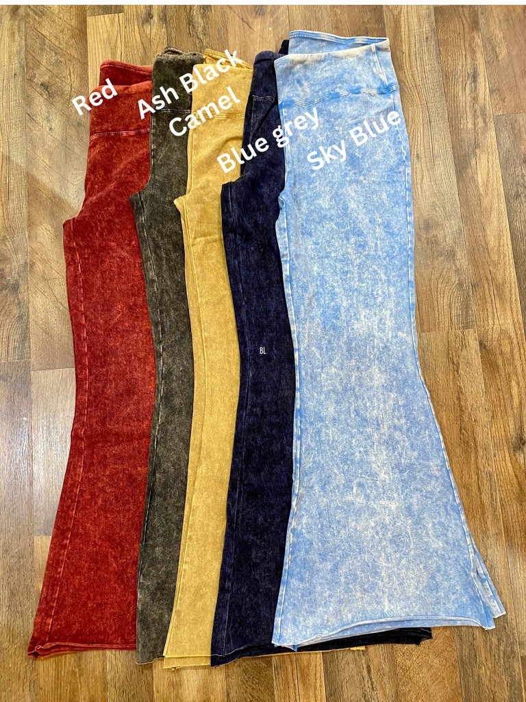 Blue Grey Acid Wash Bell Bottoms