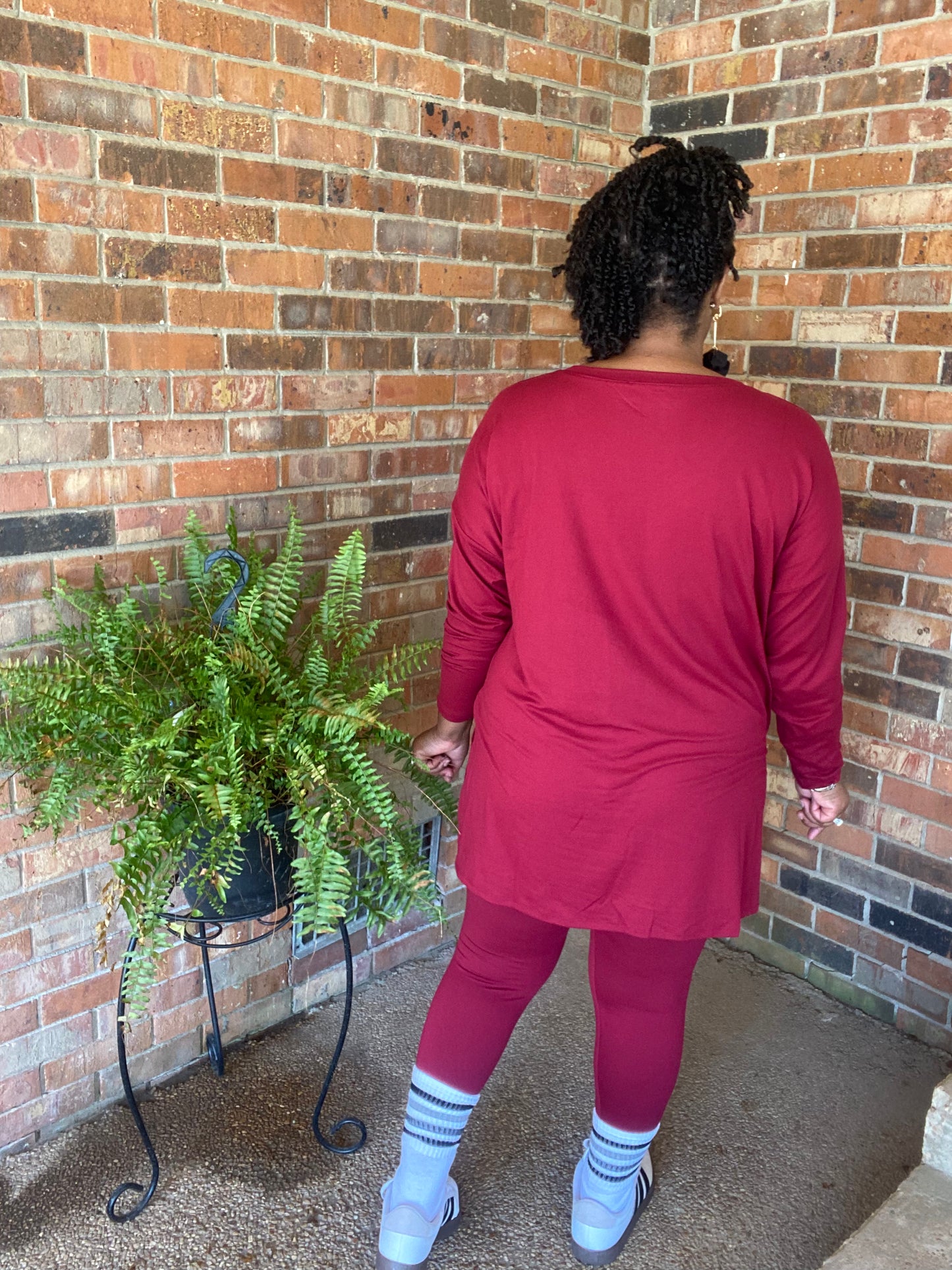 Long Sleeve Cabernet Lounge Set Vneck