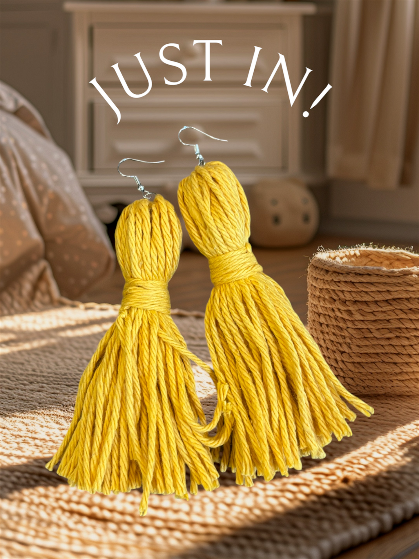 Yellow Yarn Earrings