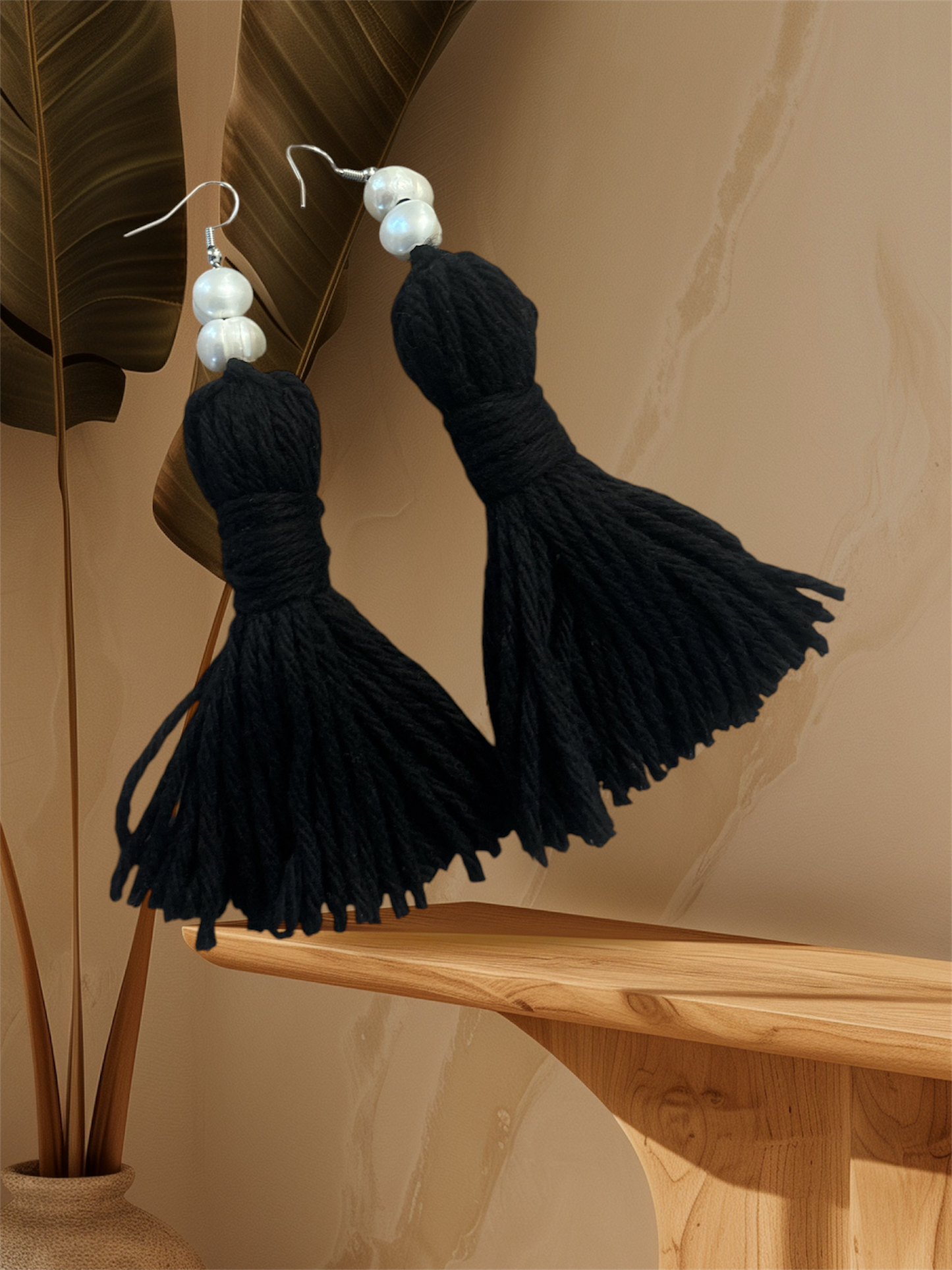 Pearl Yarn Earrings