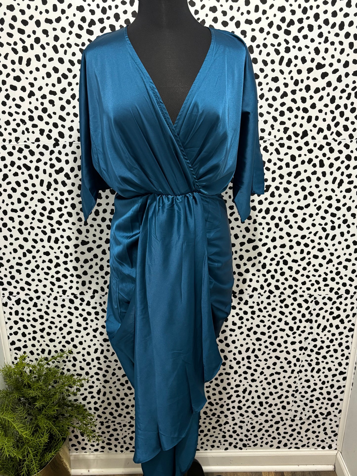 Teal Satin Midi