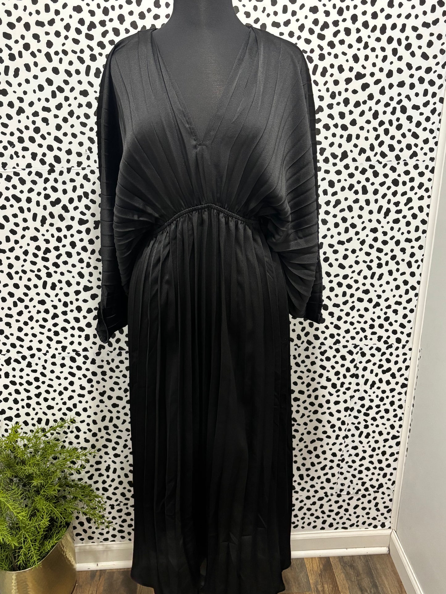Pleated Satin Dress
