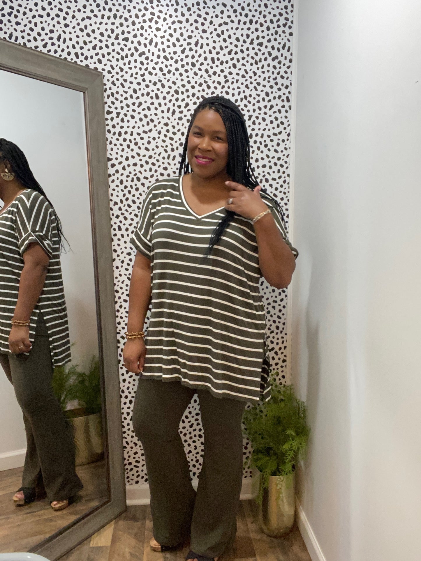 Olive Striped Set