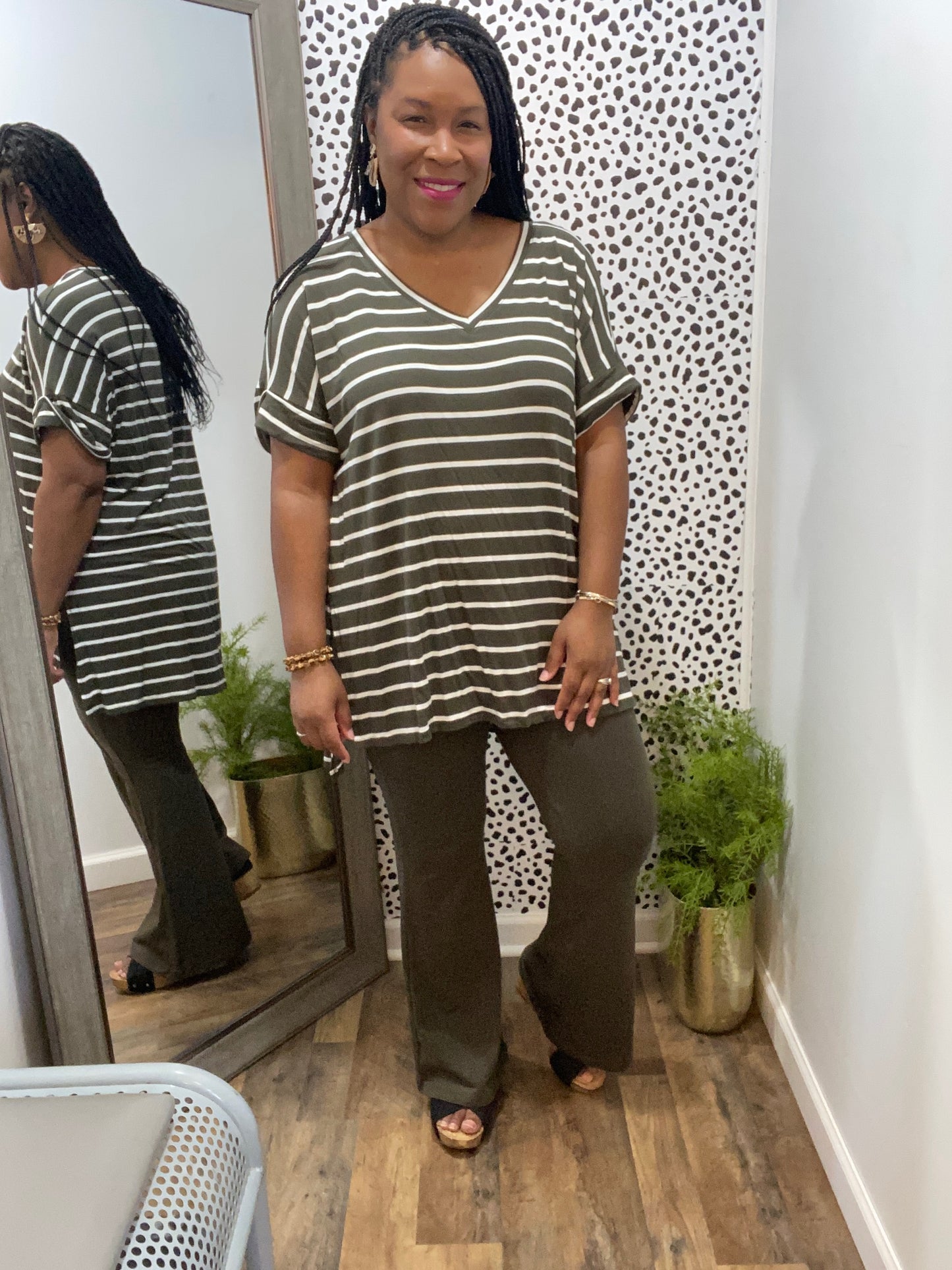 Olive Striped Set