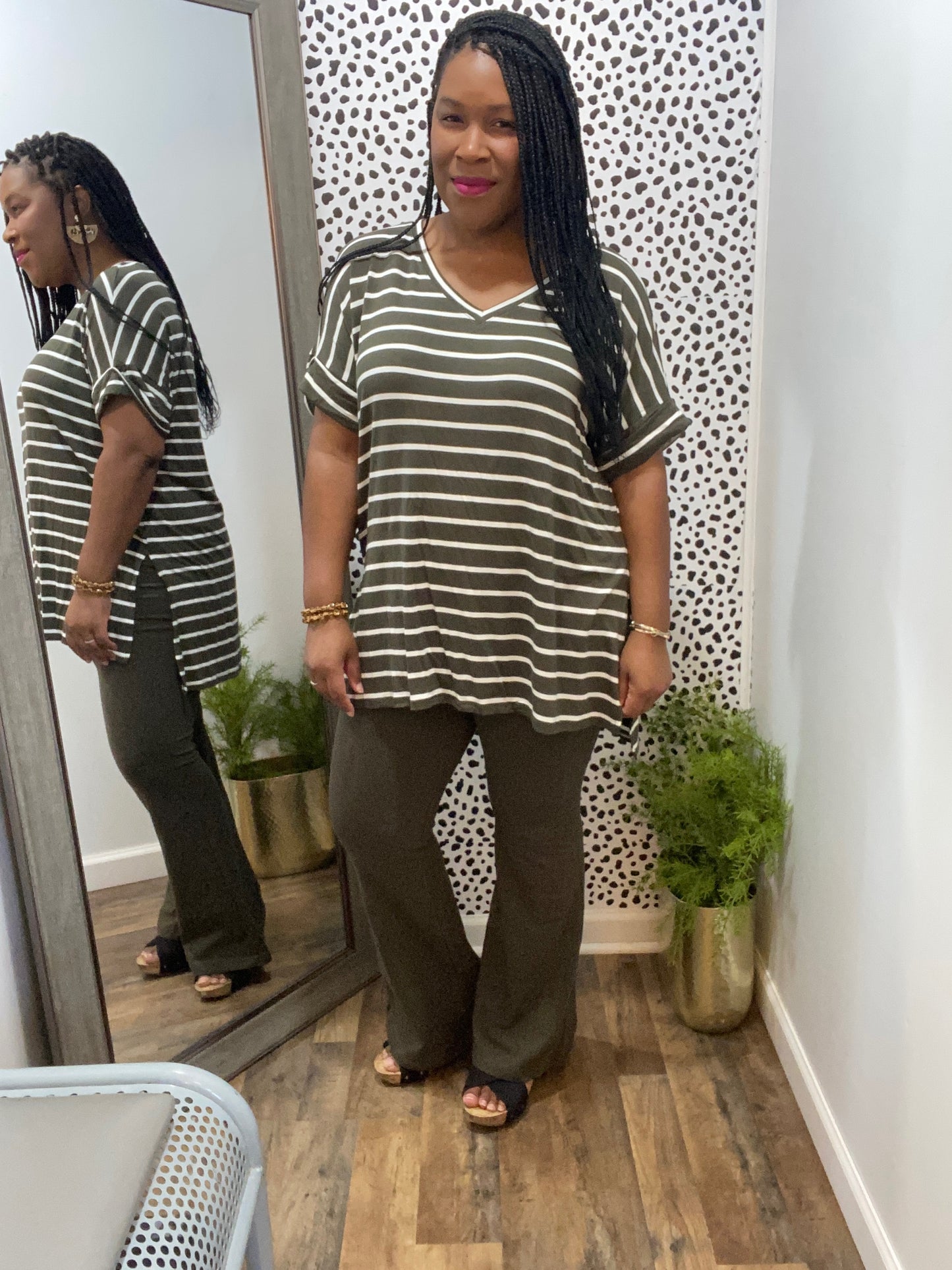 Olive Striped Set