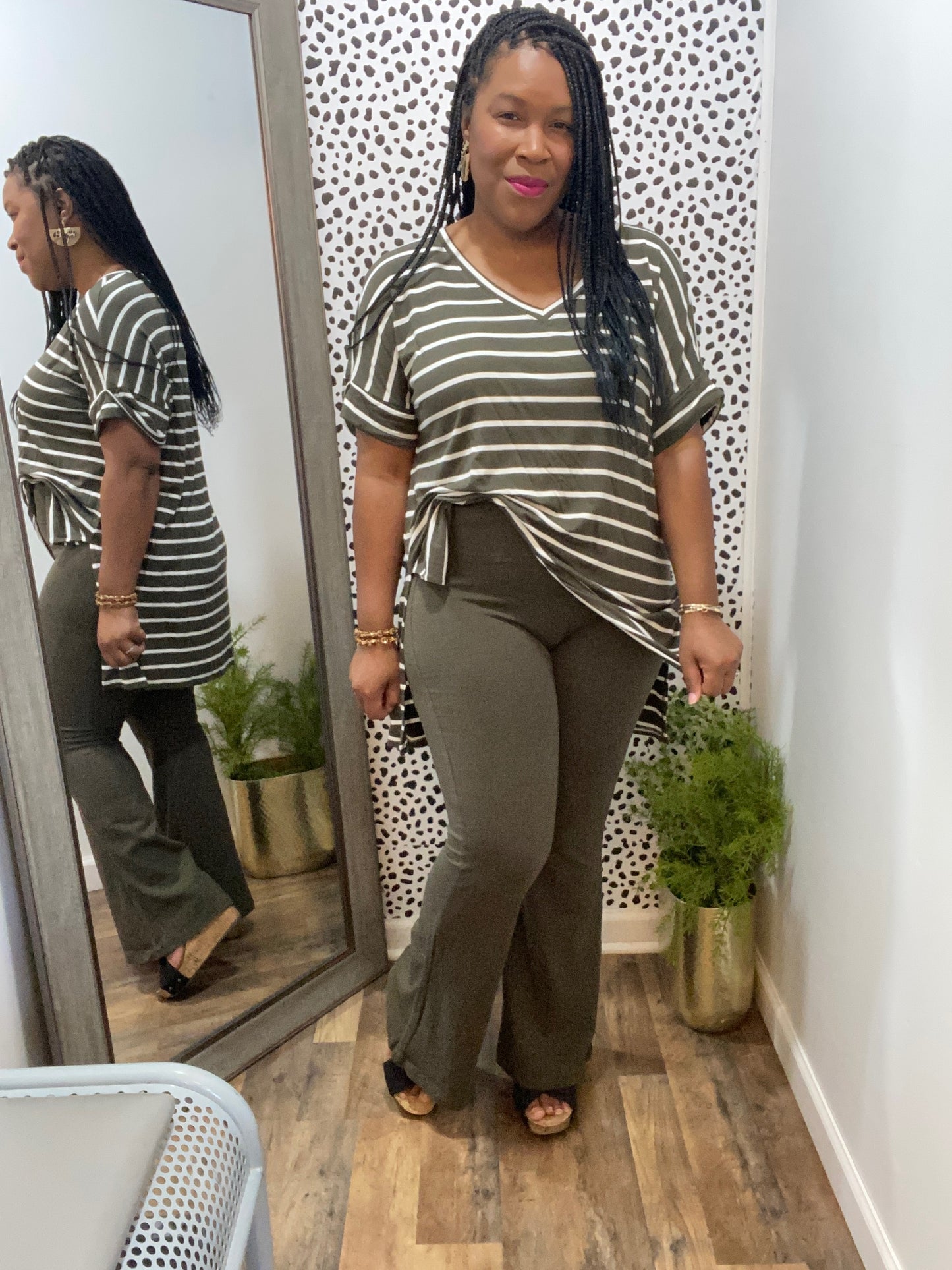 Olive Striped Set