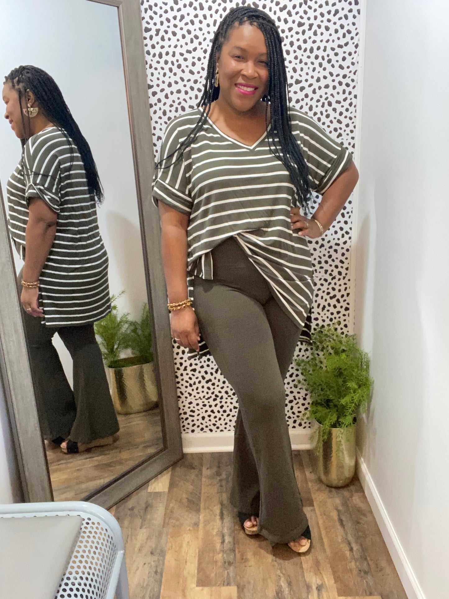 Olive Striped Set
