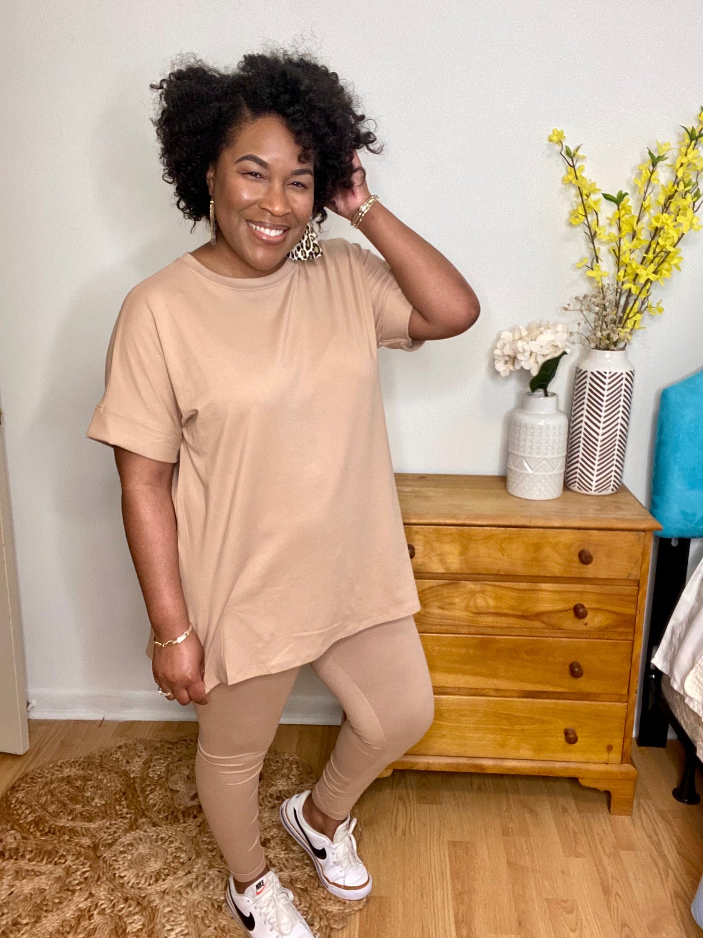 Khaki Cream Lounge Set