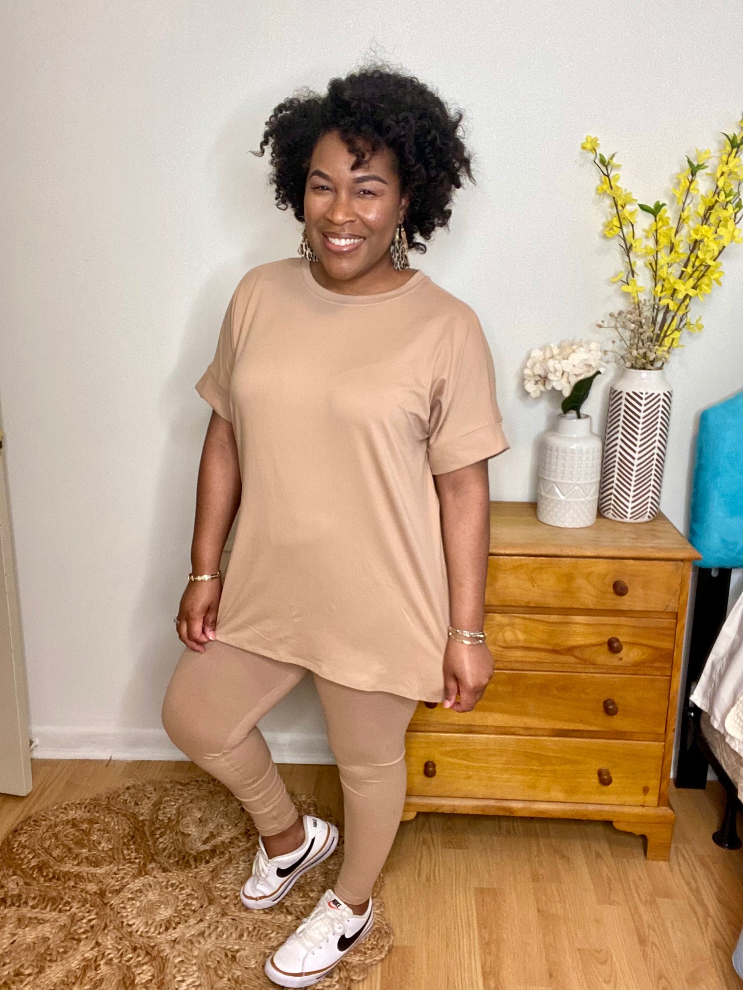 Khaki Cream Lounge Set
