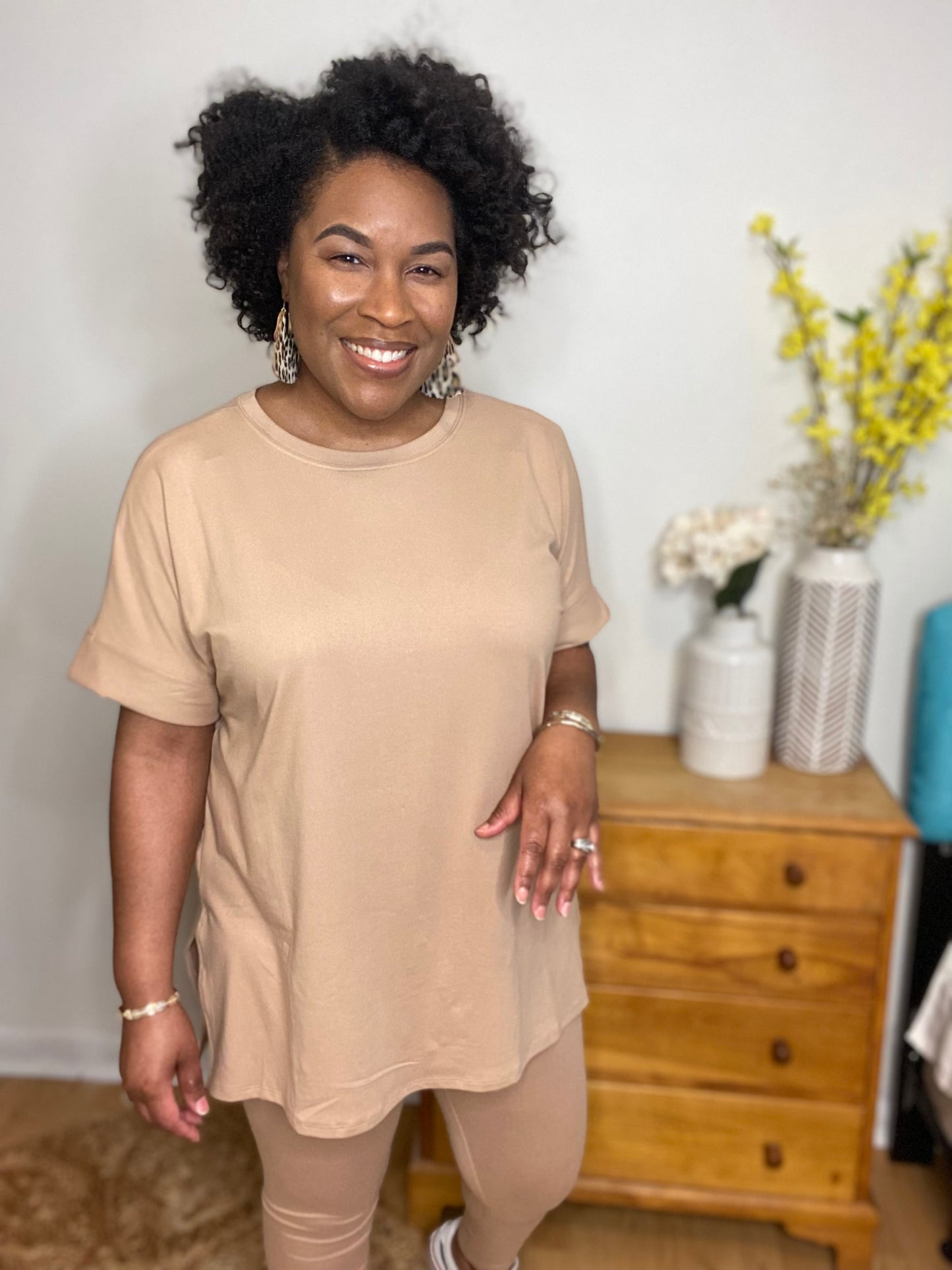 Khaki Cream Lounge Set