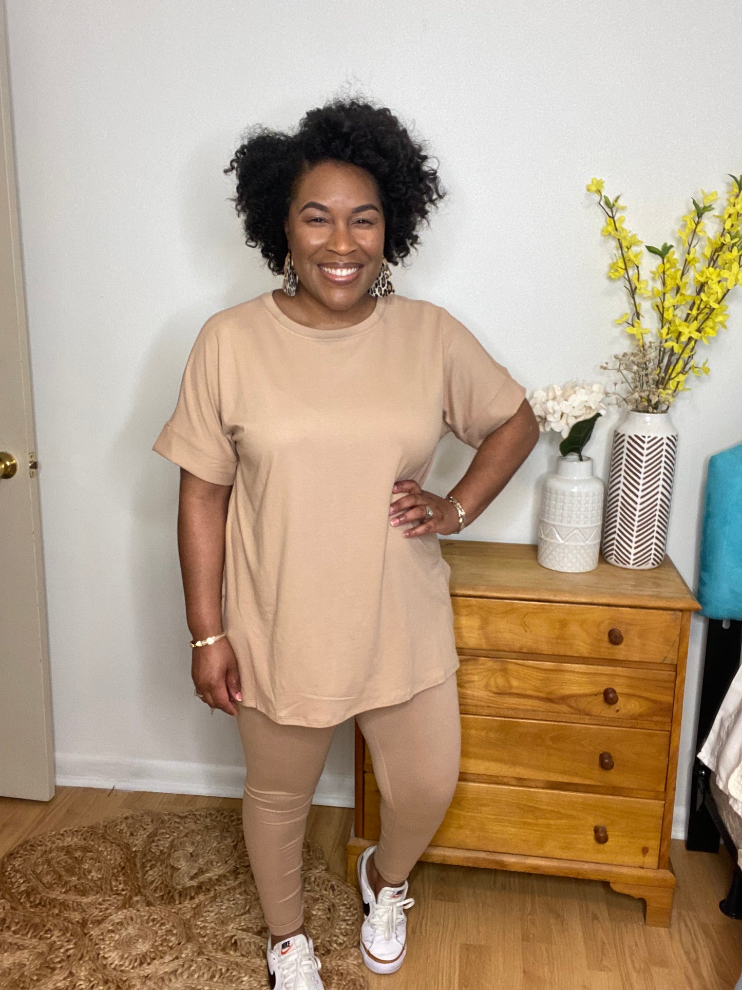 Khaki Cream Lounge Set