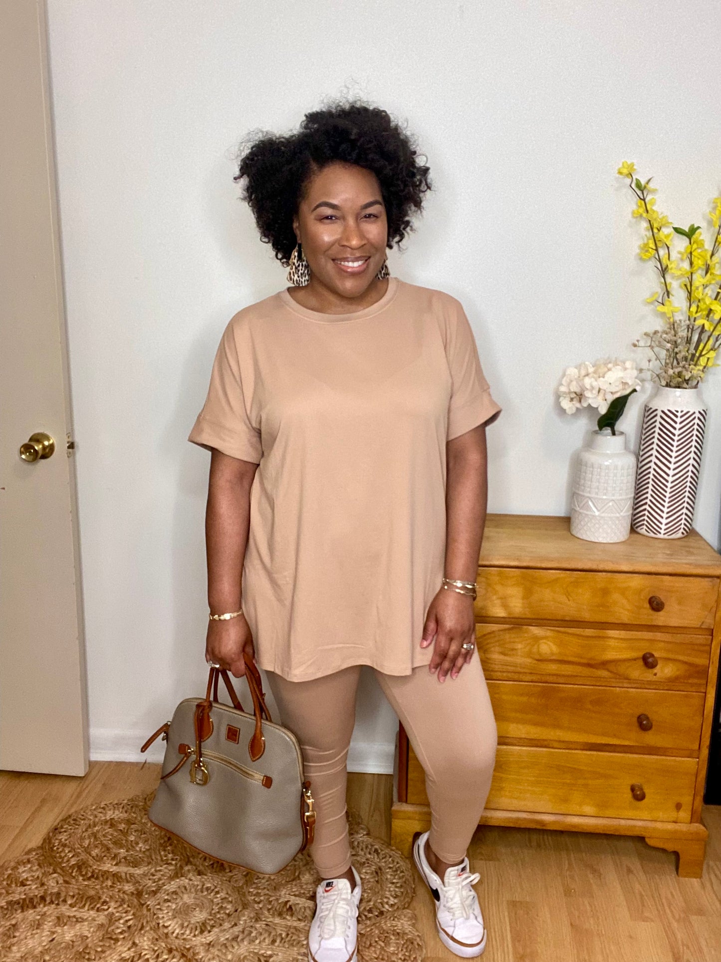 Khaki Cream Lounge Set
