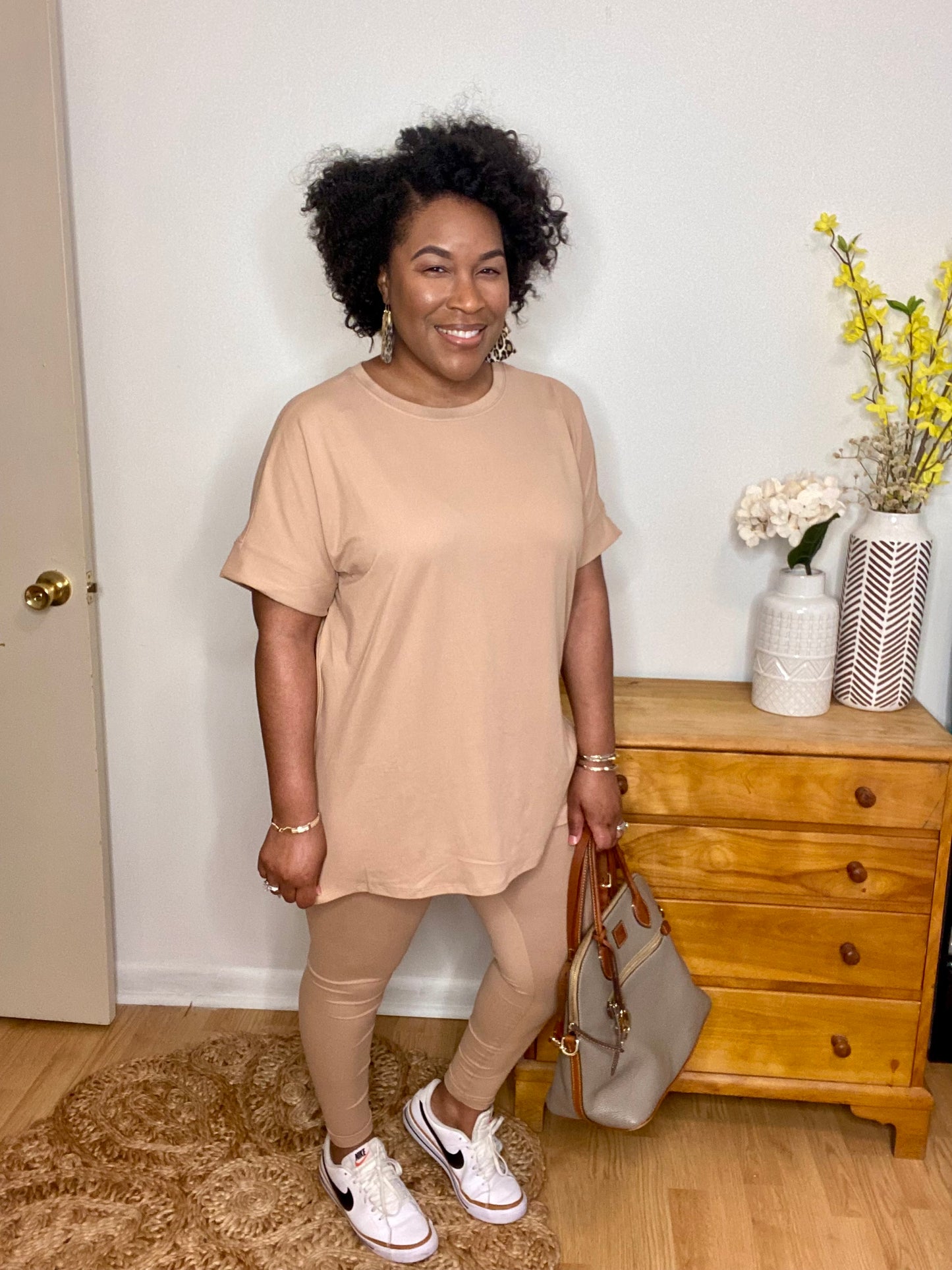 Khaki Cream Lounge Set