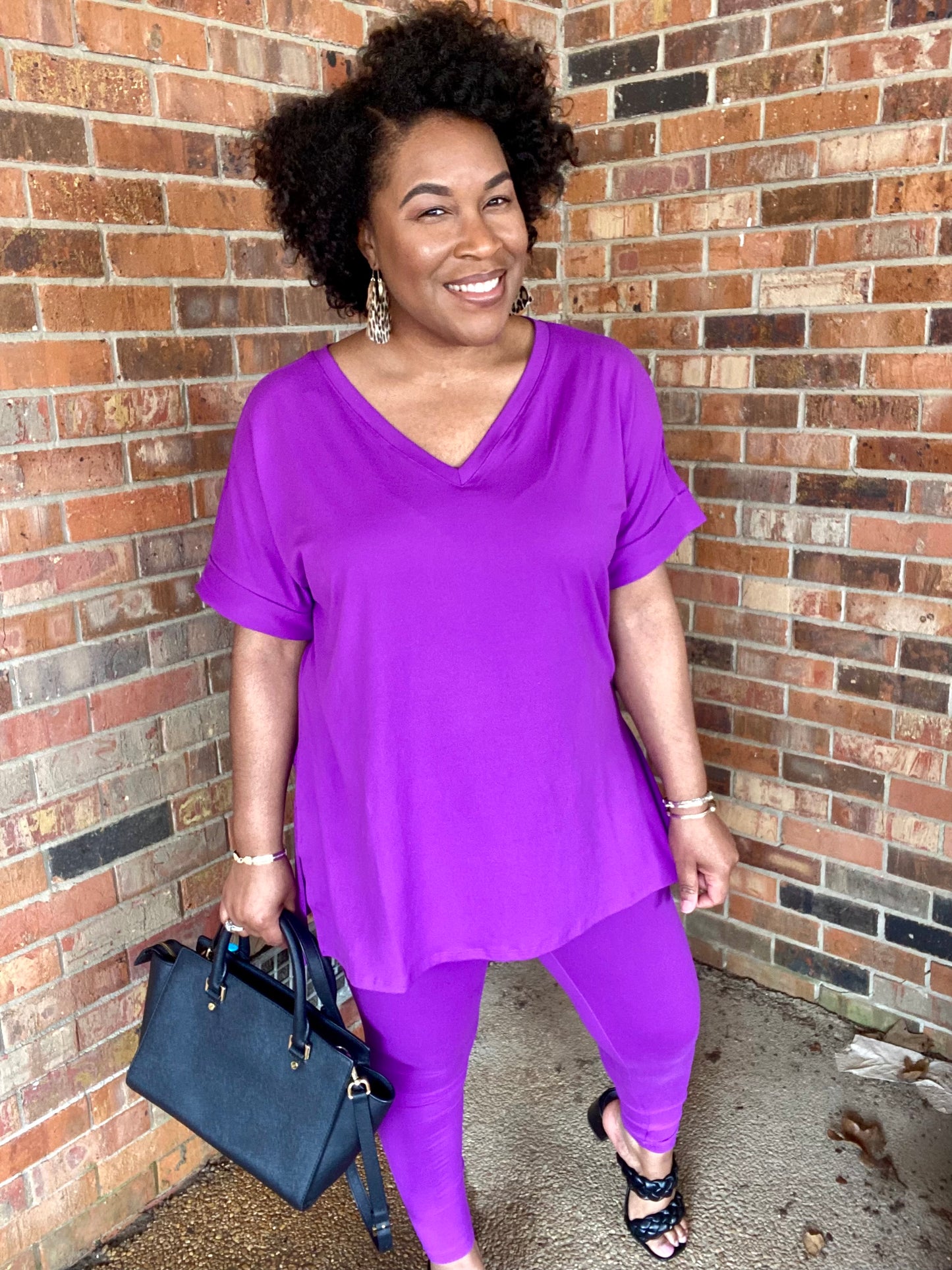 Violet V-Neck Lounge Set