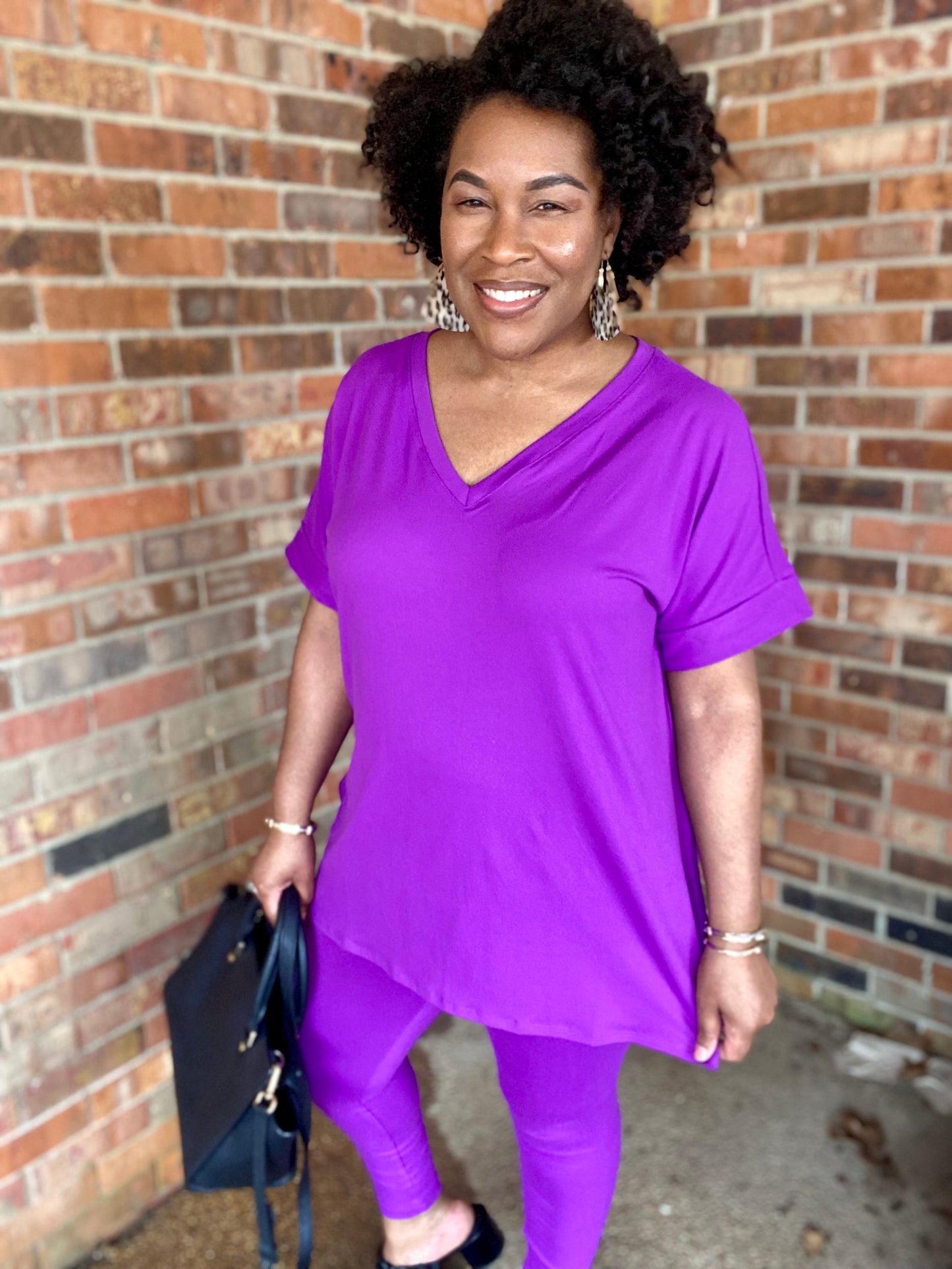 Violet V-Neck Lounge Set