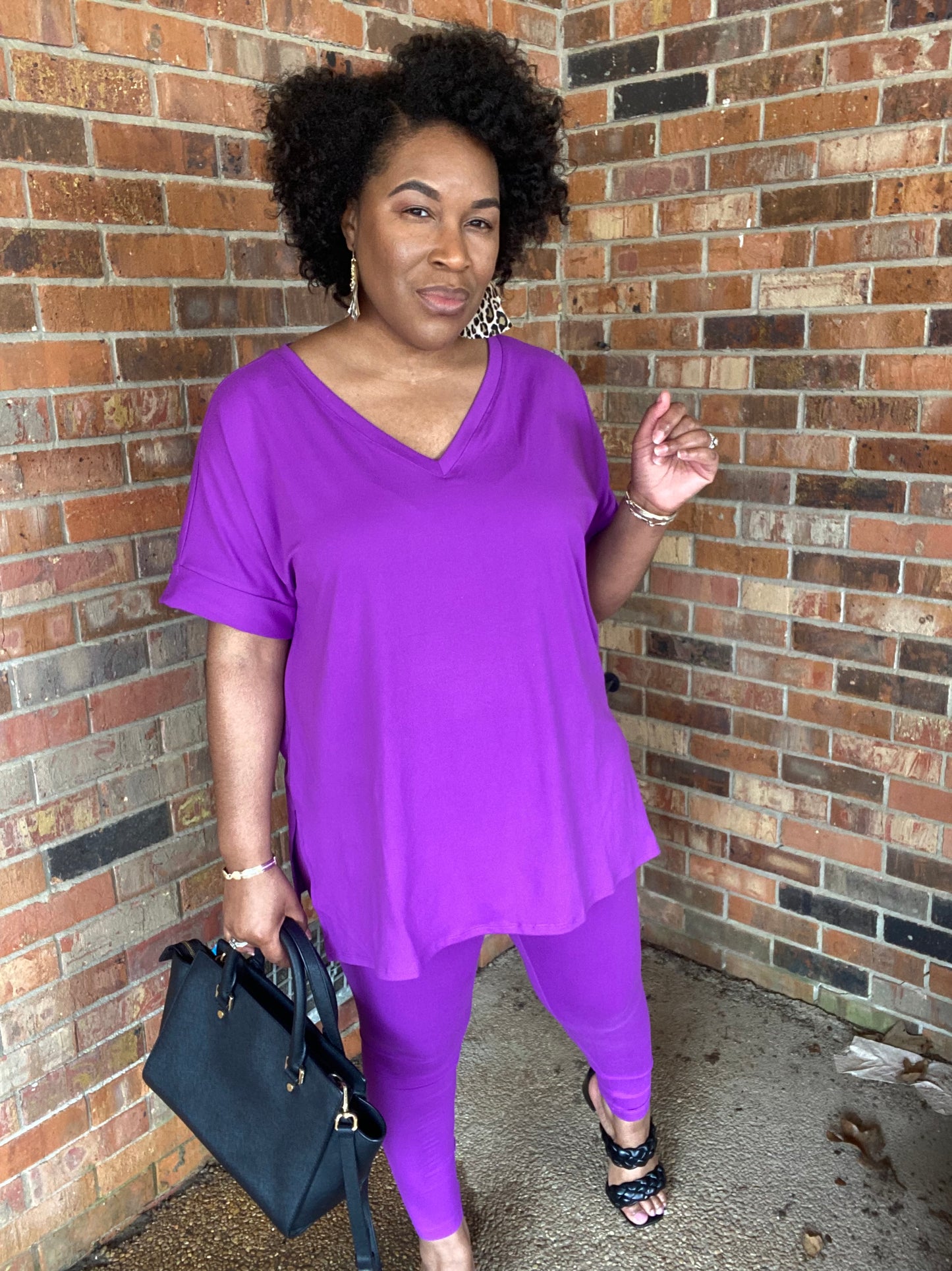 Violet V-Neck Lounge Set