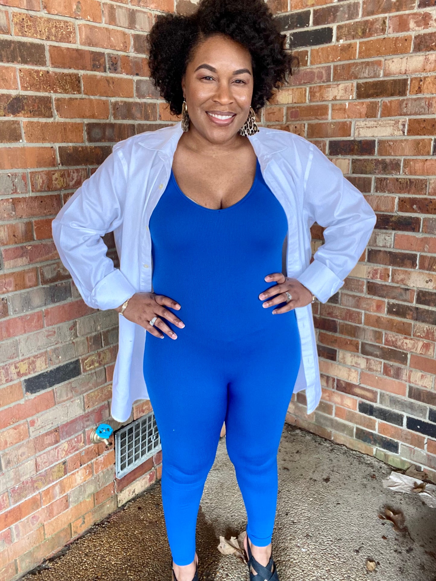 Zenana Ribbed Bodysuit - Blue