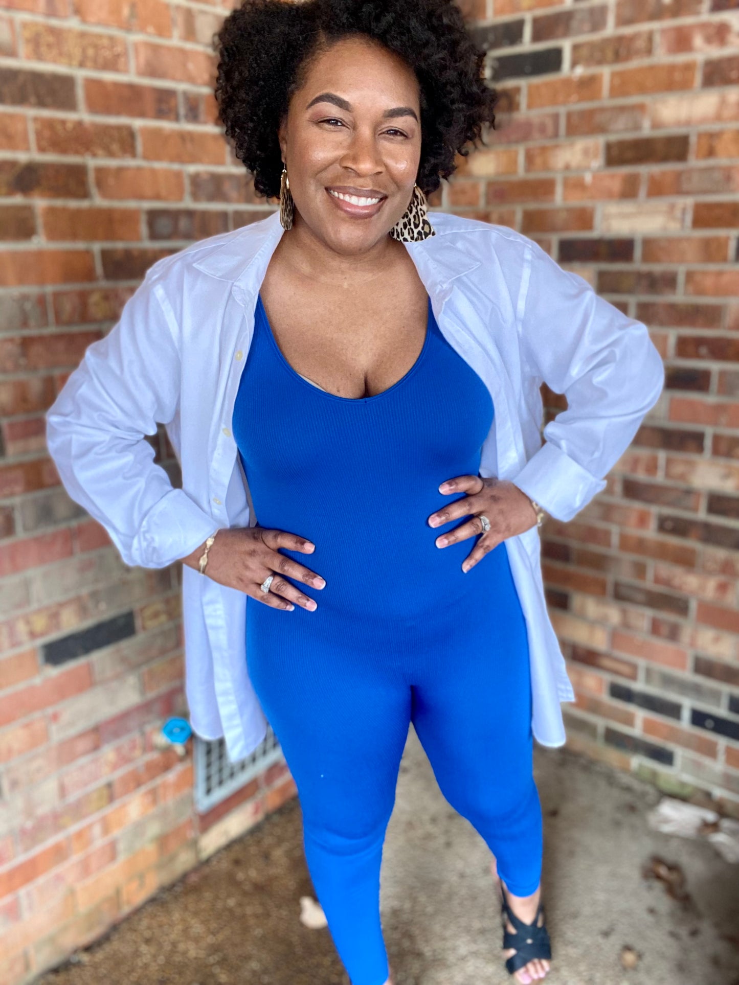 Zenana Ribbed Bodysuit - Blue